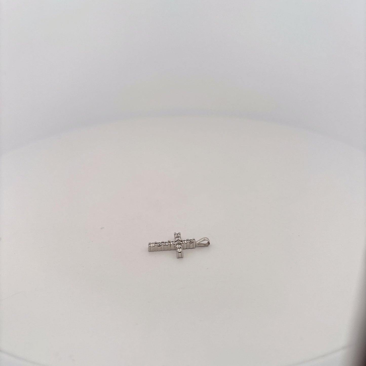14K White Gold Diamond cross Pendant