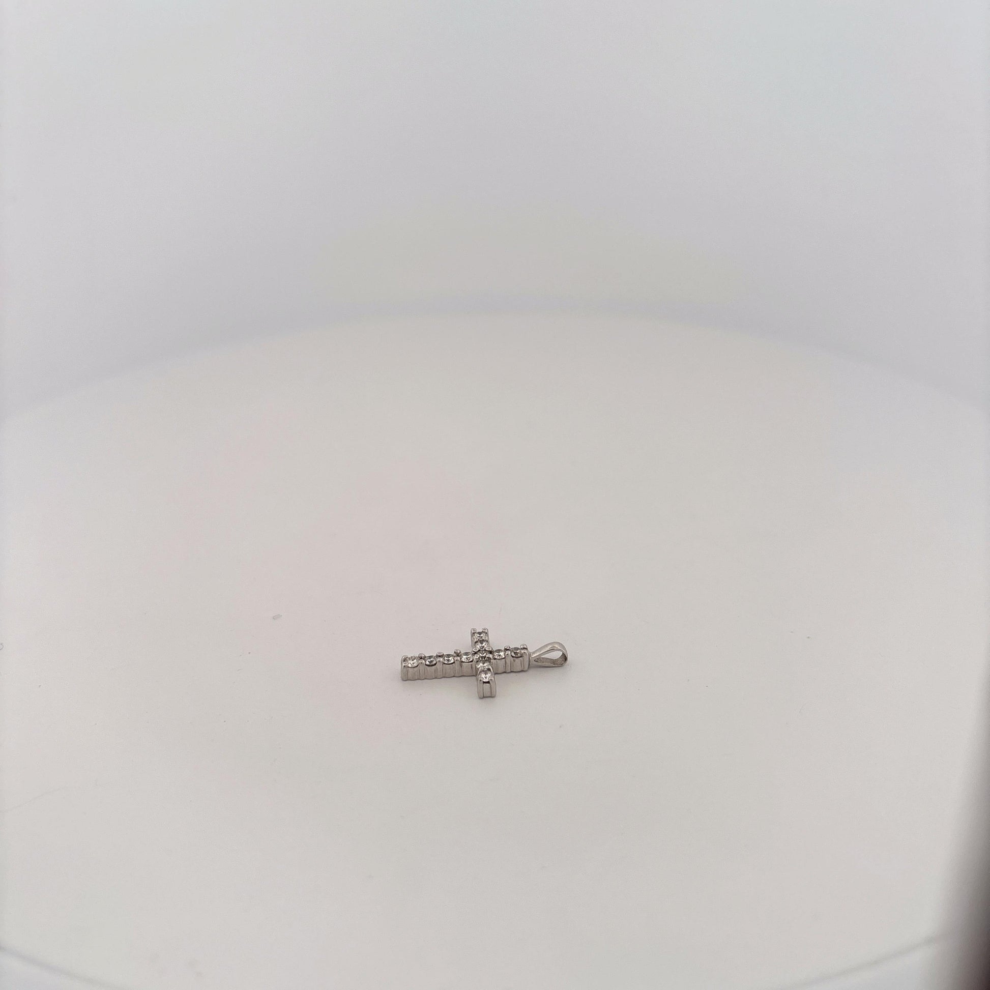 14K White Gold Diamond cross Pendant