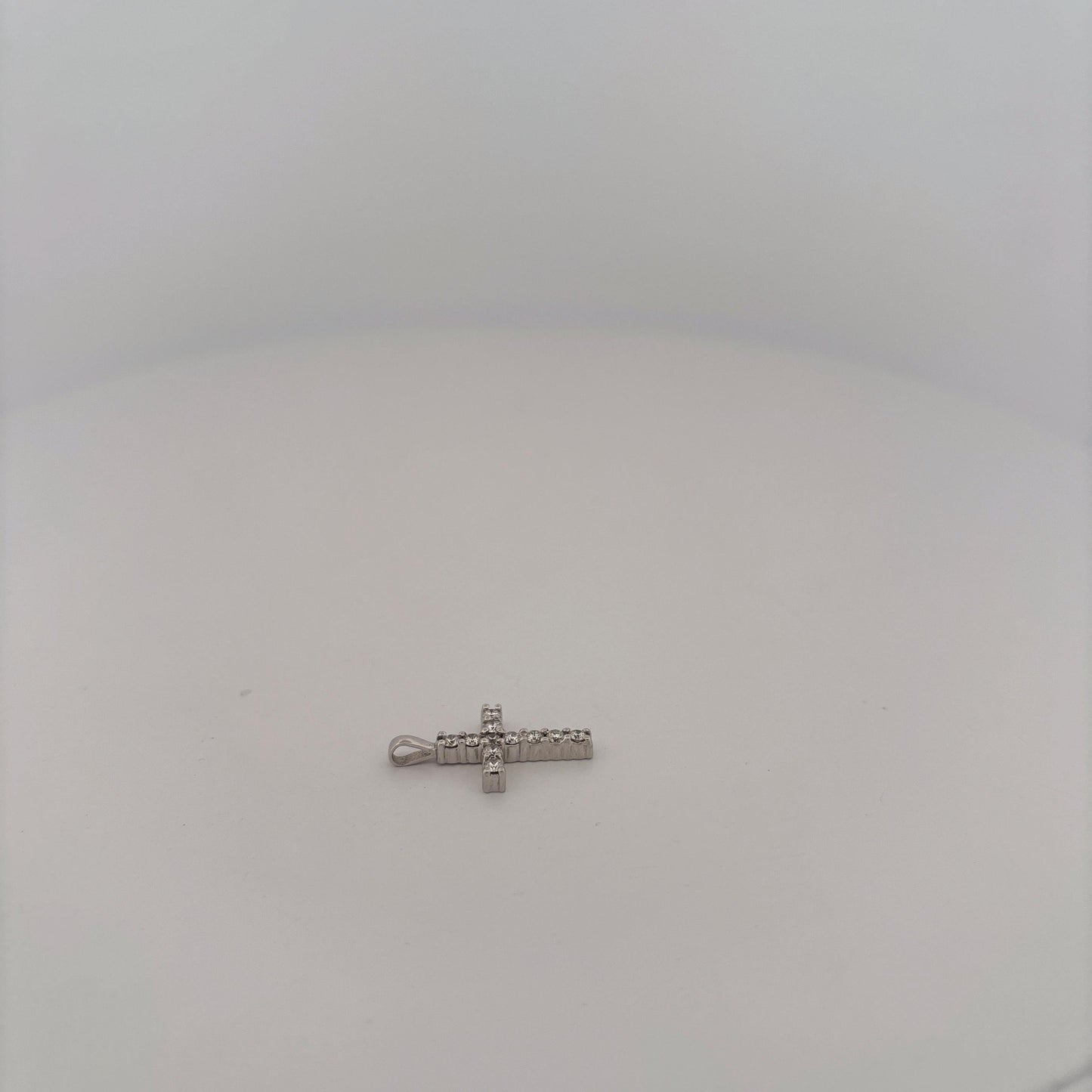 14K White Gold Diamond cross Pendant