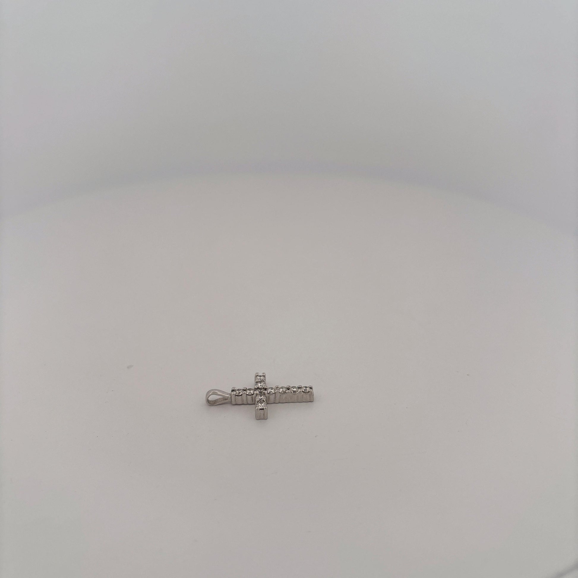 14K White Gold Diamond cross Pendant