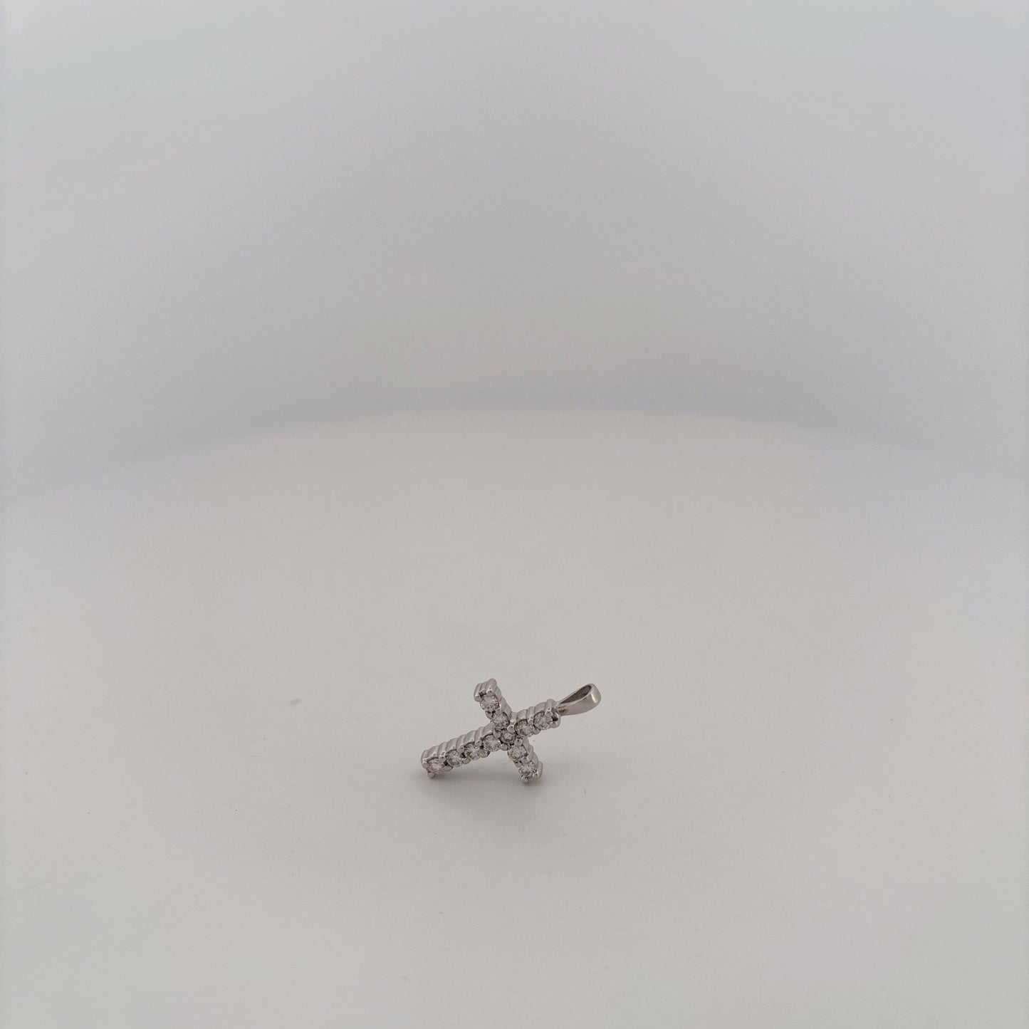 14K White Gold Diamond cross Pendant