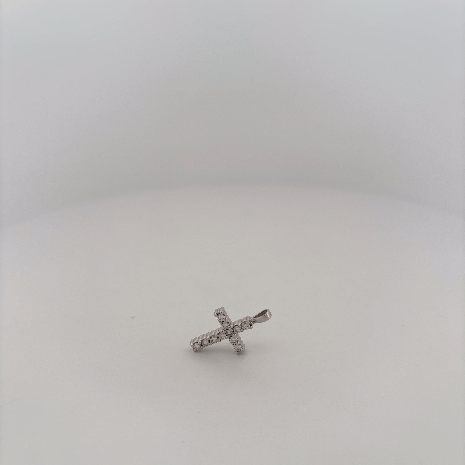 14K White Gold Diamond cross Pendant