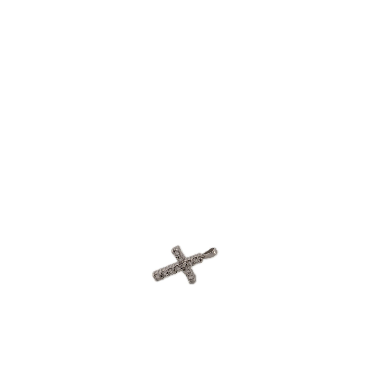 14K White Gold Diamond cross Pendant