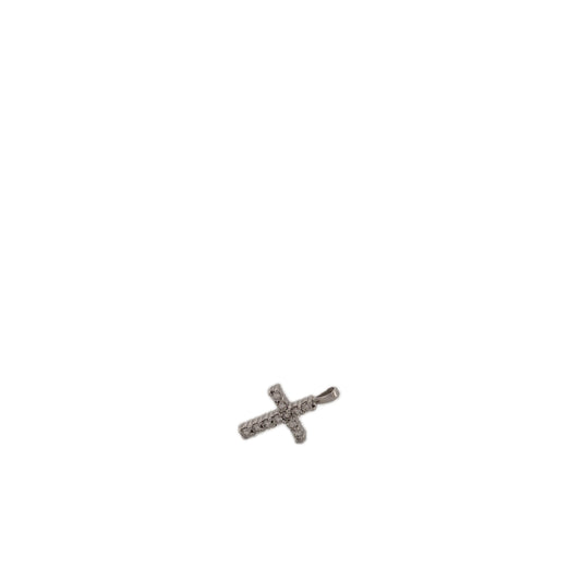 14K White Gold Diamond cross Pendant