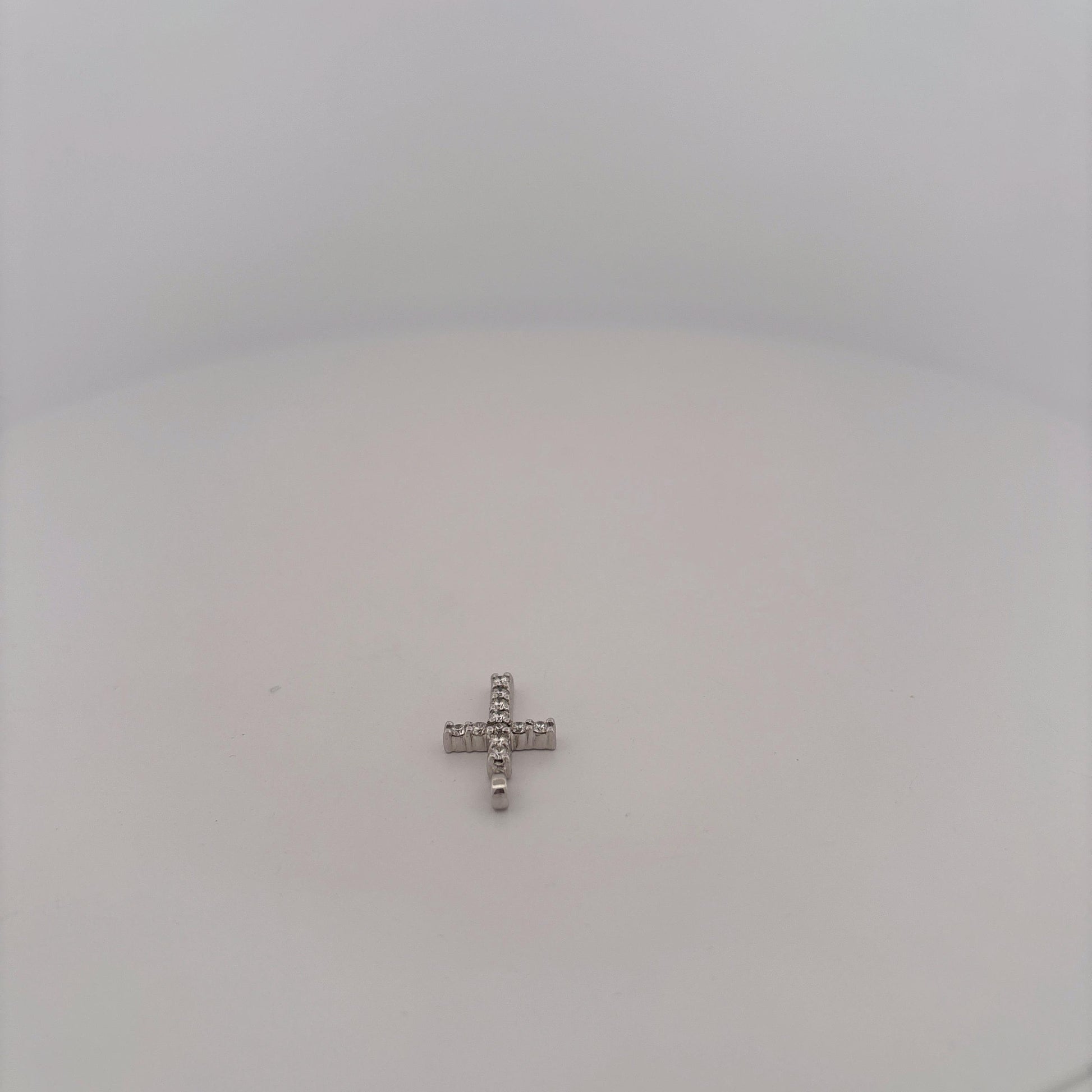 14K White Gold Diamond cross Pendant