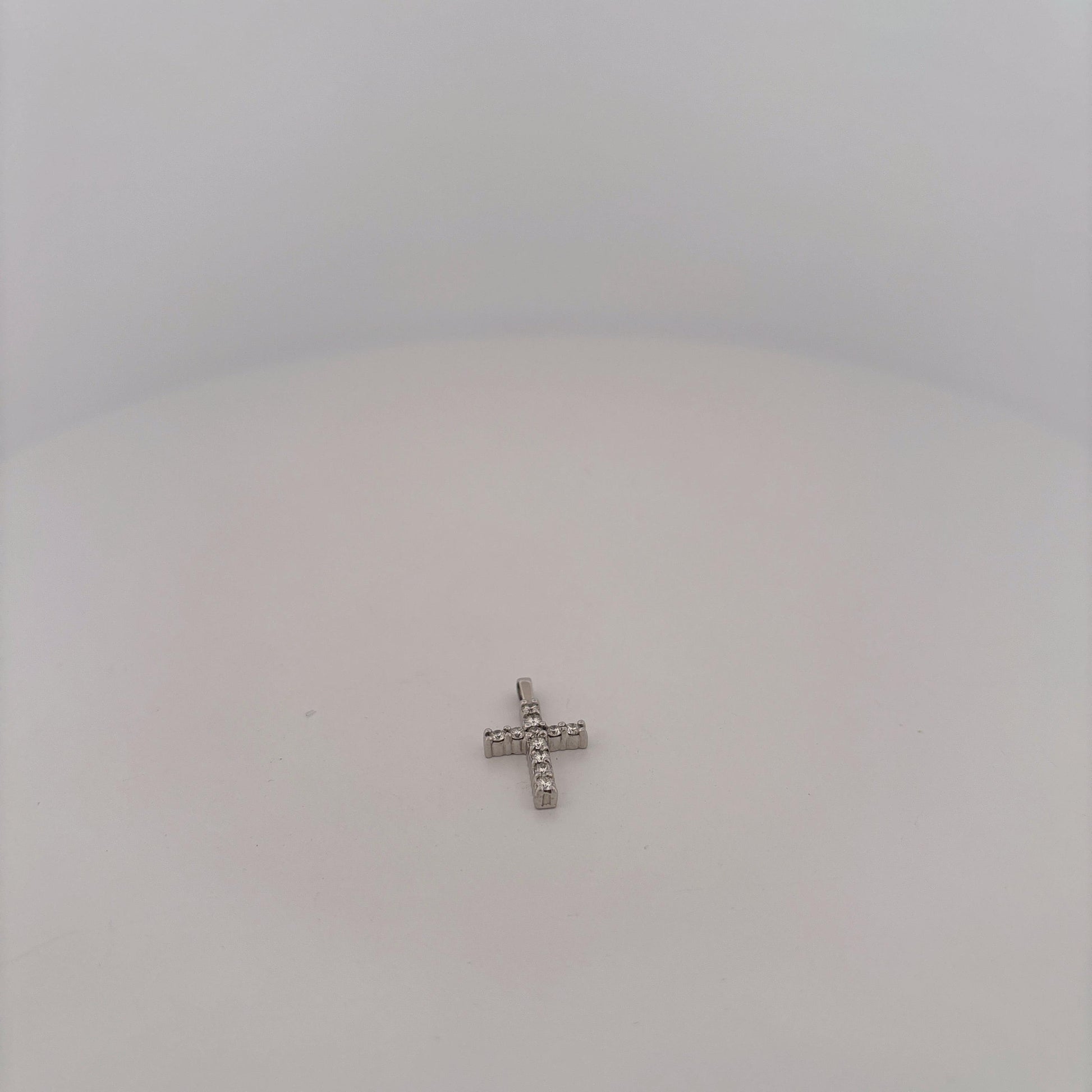 14K White Gold Diamond cross Pendant
