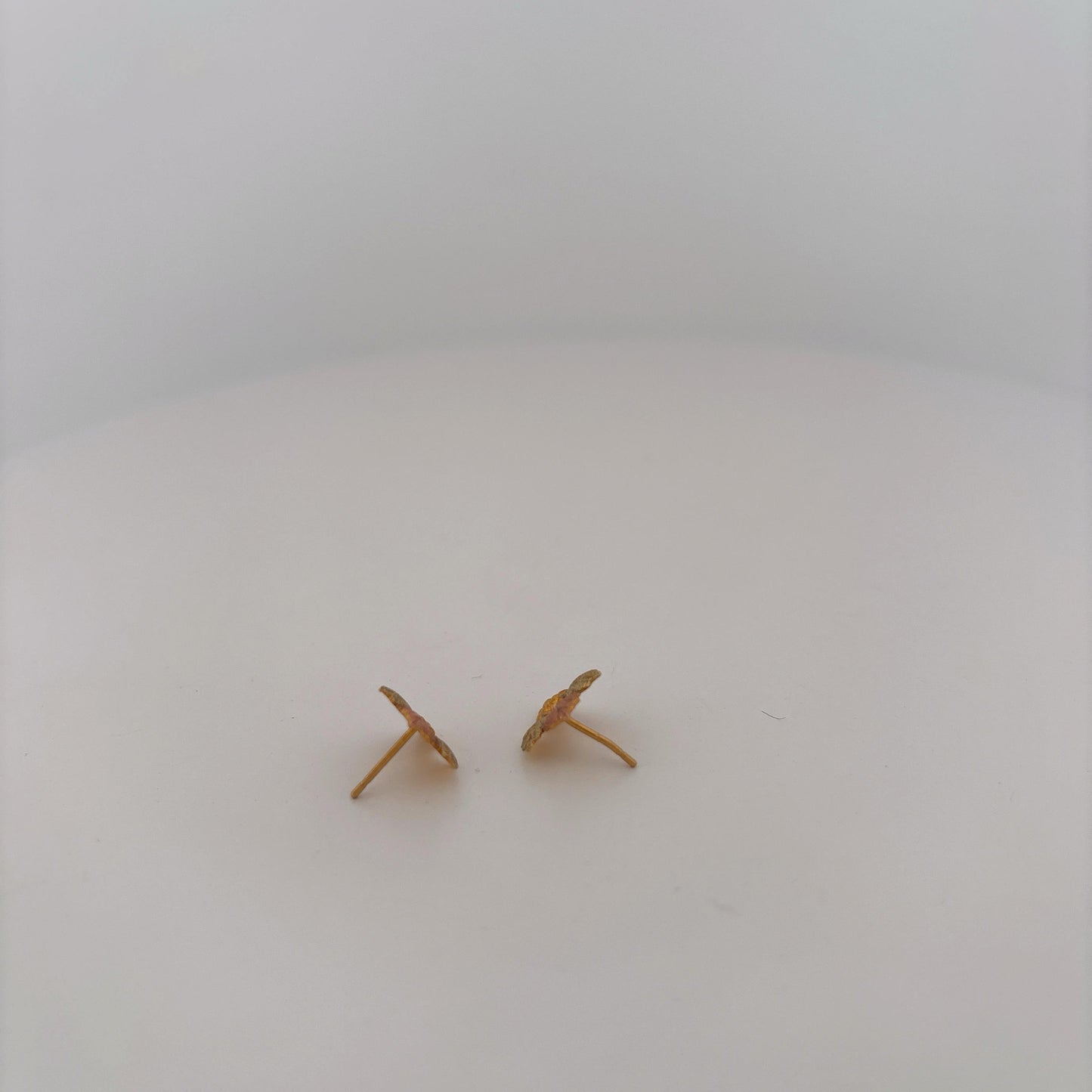 10K Tri-Color Gold Stud Grape Leaf Earrings