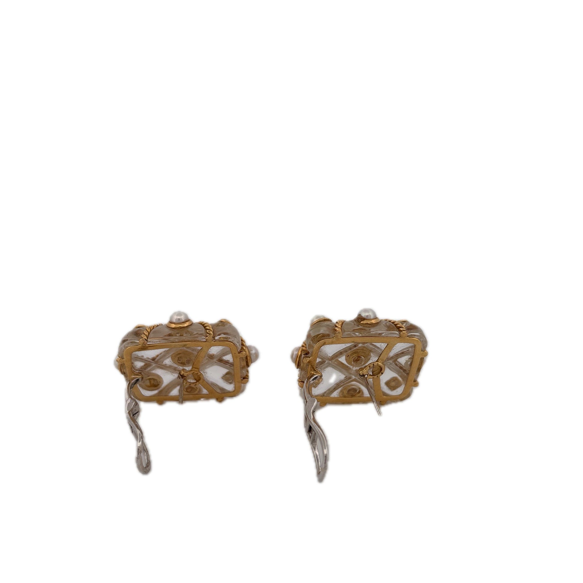 18K Large Clear Pearl Rope Earrings Clip on or Studded
