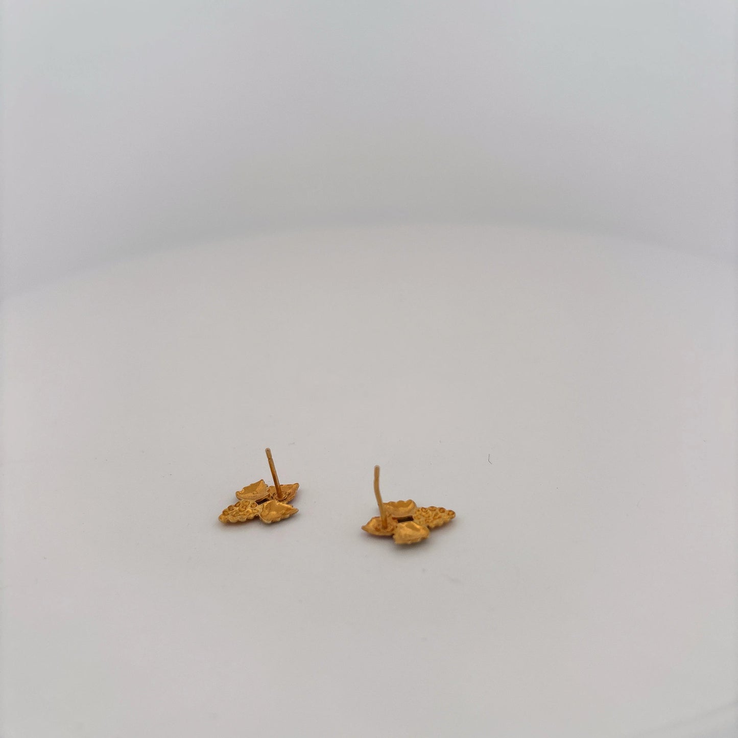 10K Tri-Color Gold Stud Grape Leaf Earrings