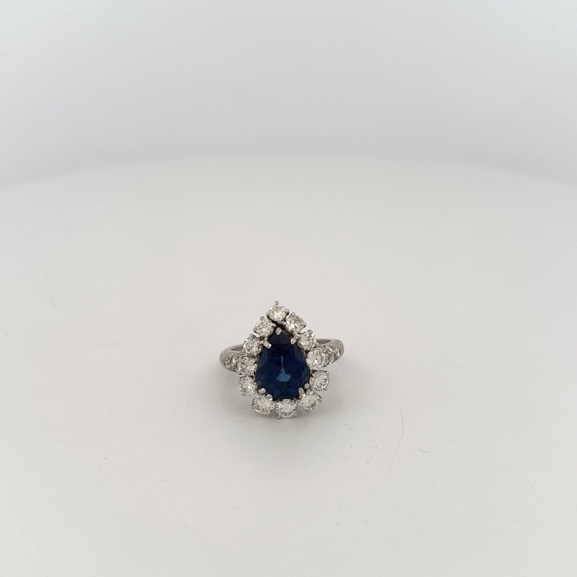 GIA 18K Graff Designer Pear Sapphire & Diamond Ring
