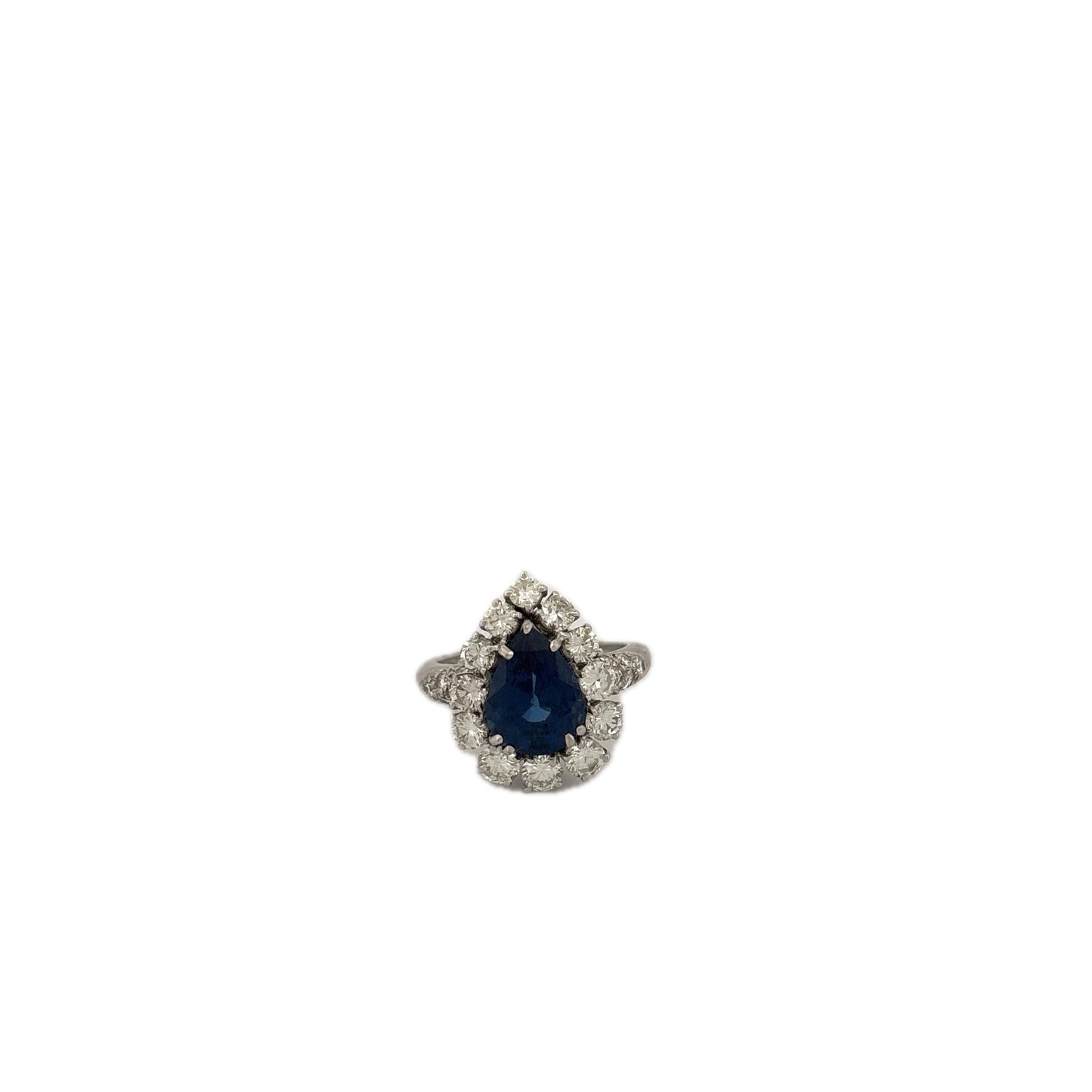 GIA 18K Graff Designer Pear Sapphire & Diamond Ring