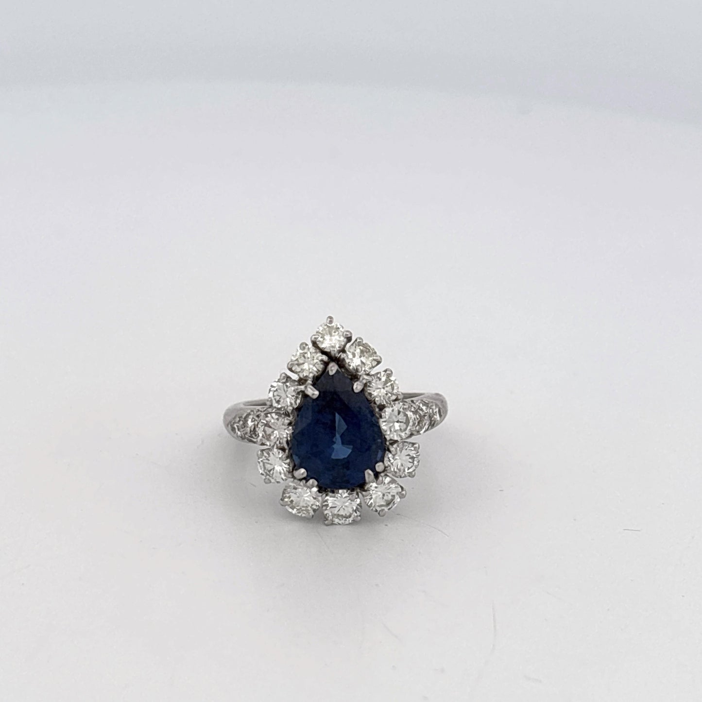 GIA 18K Graff Designer Pear Sapphire & Diamond Ring