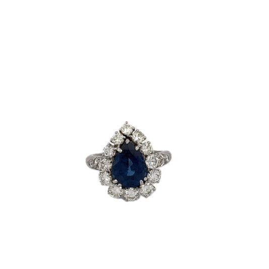 GIA 18K Graff Designer Pear Sapphire & Diamond Ring