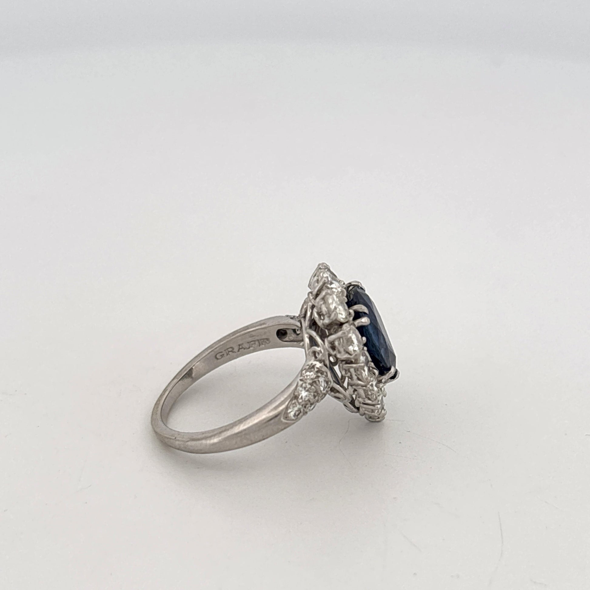 GIA 18K Graff Designer Pear Sapphire & Diamond Ring