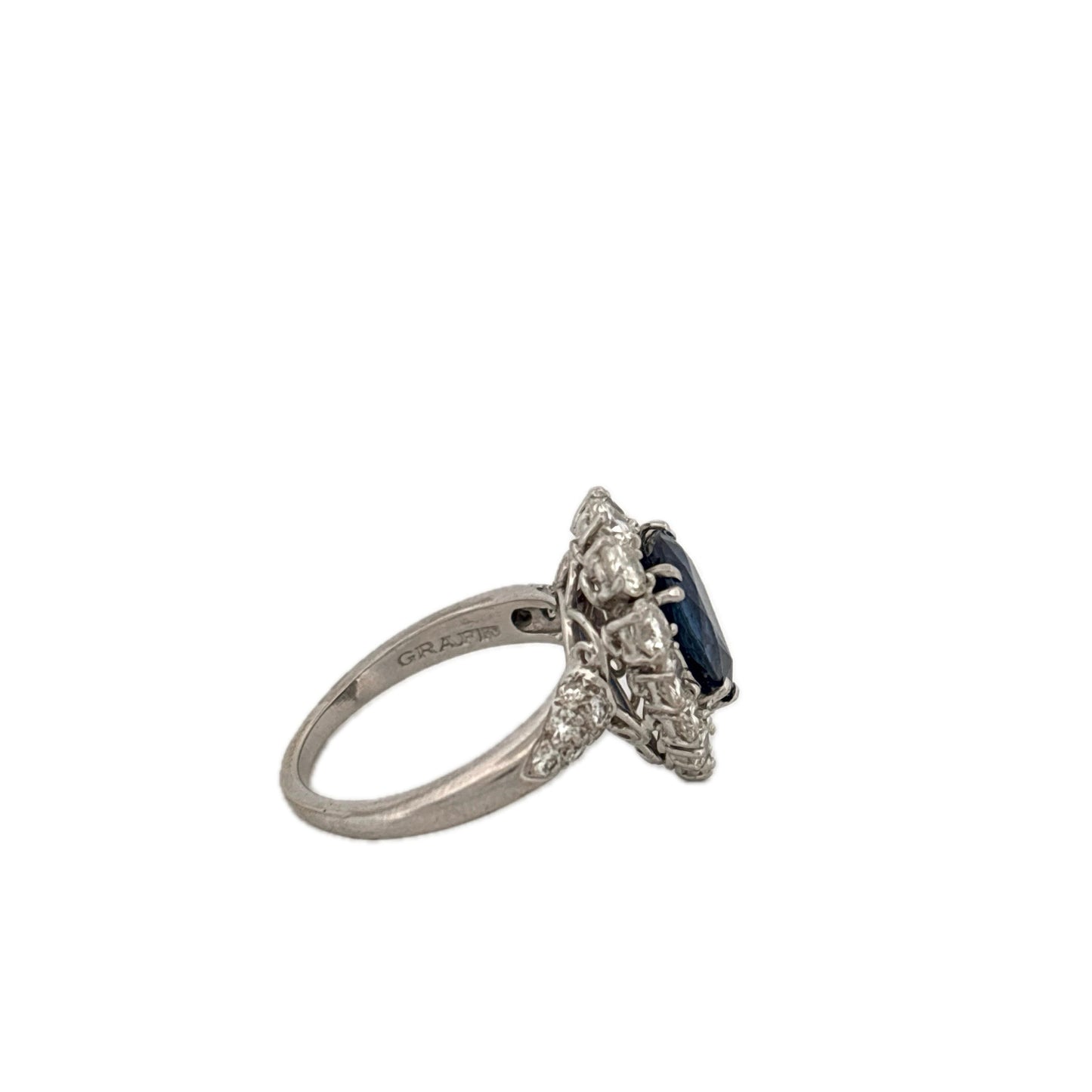 GIA 18K Graff Designer Pear Sapphire & Diamond Ring