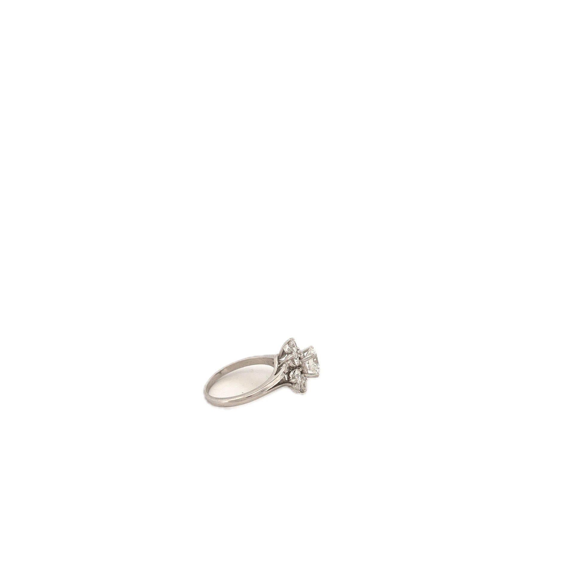 GIA 14K White Gold Flower Ring