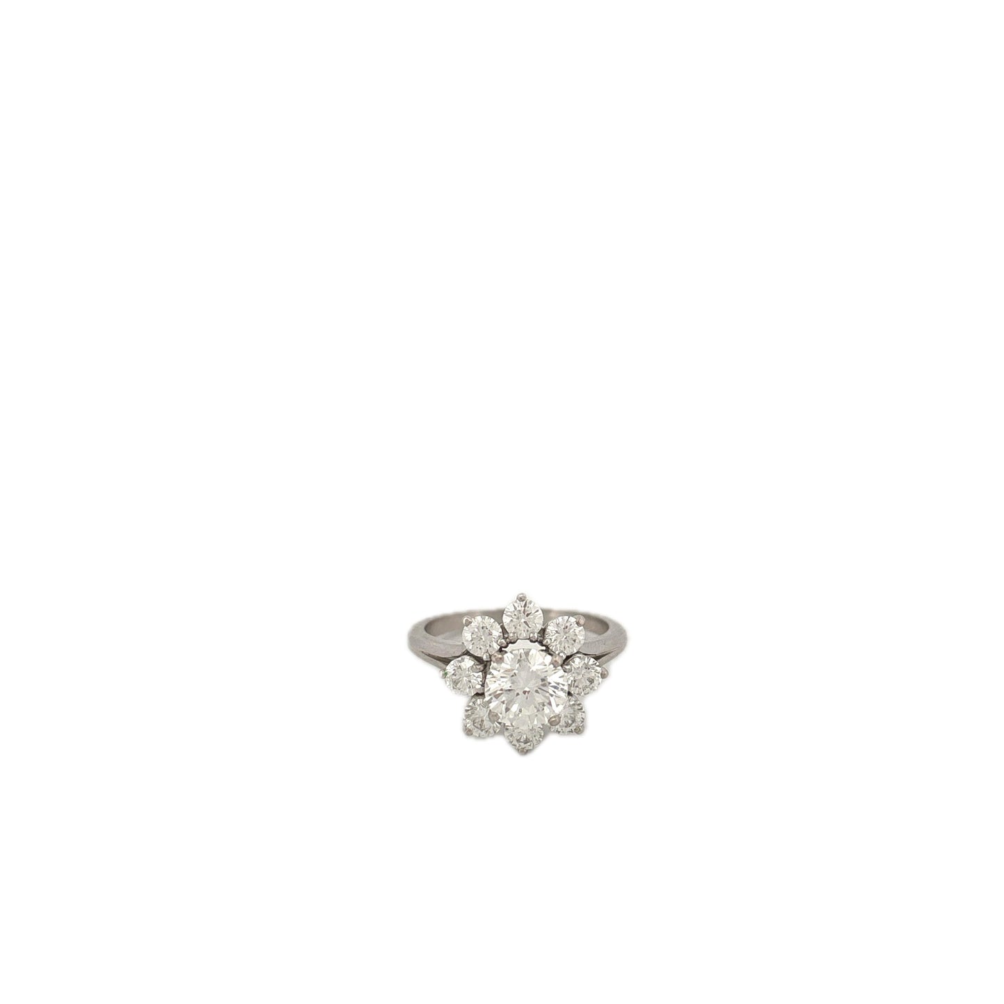 GIA 14K White Gold Flower Ring