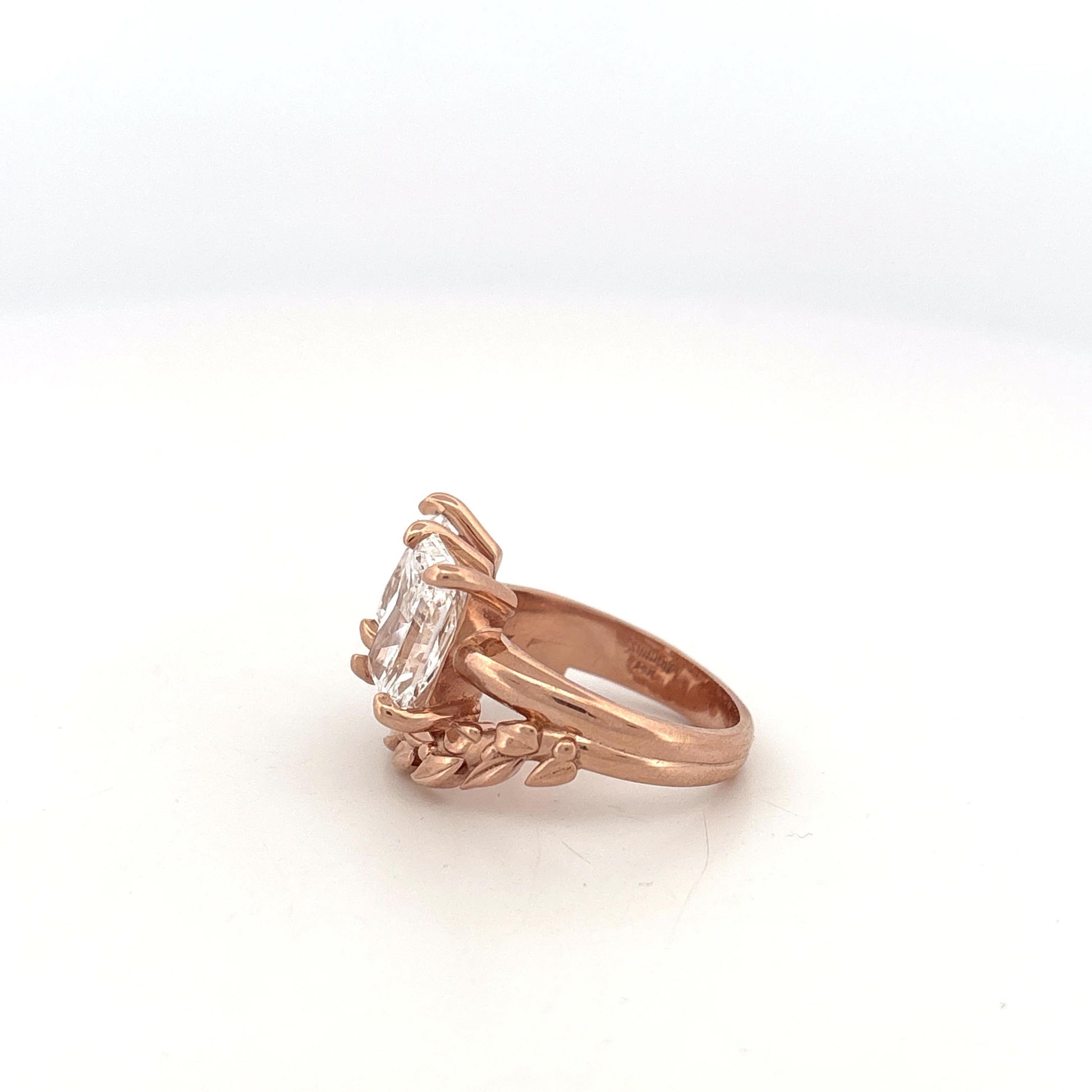 GIA 14K Rose Gold Lab Pear and Emerald
