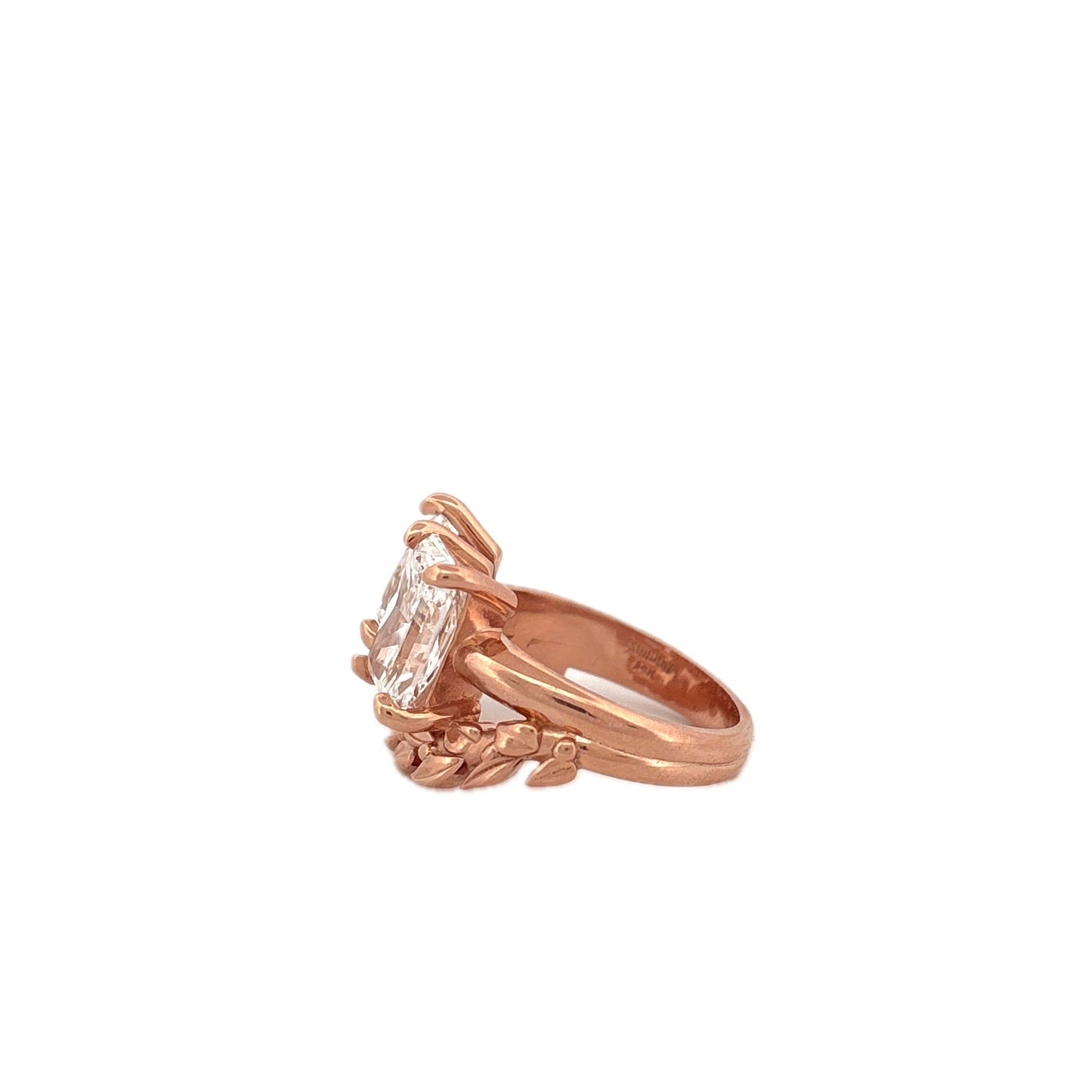 GIA 14K Rose Gold Lab Pear and Emerald