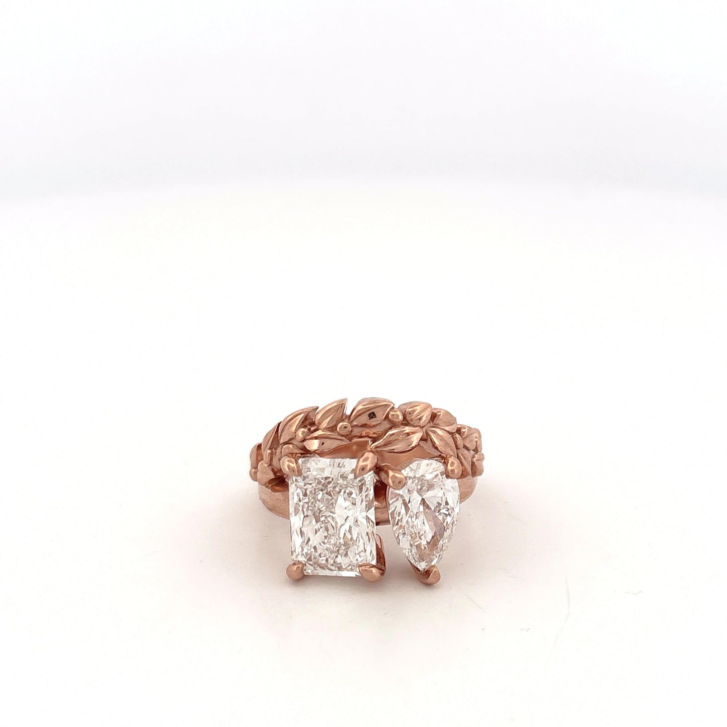 GIA 14K Rose Gold Lab Pear and Emerald