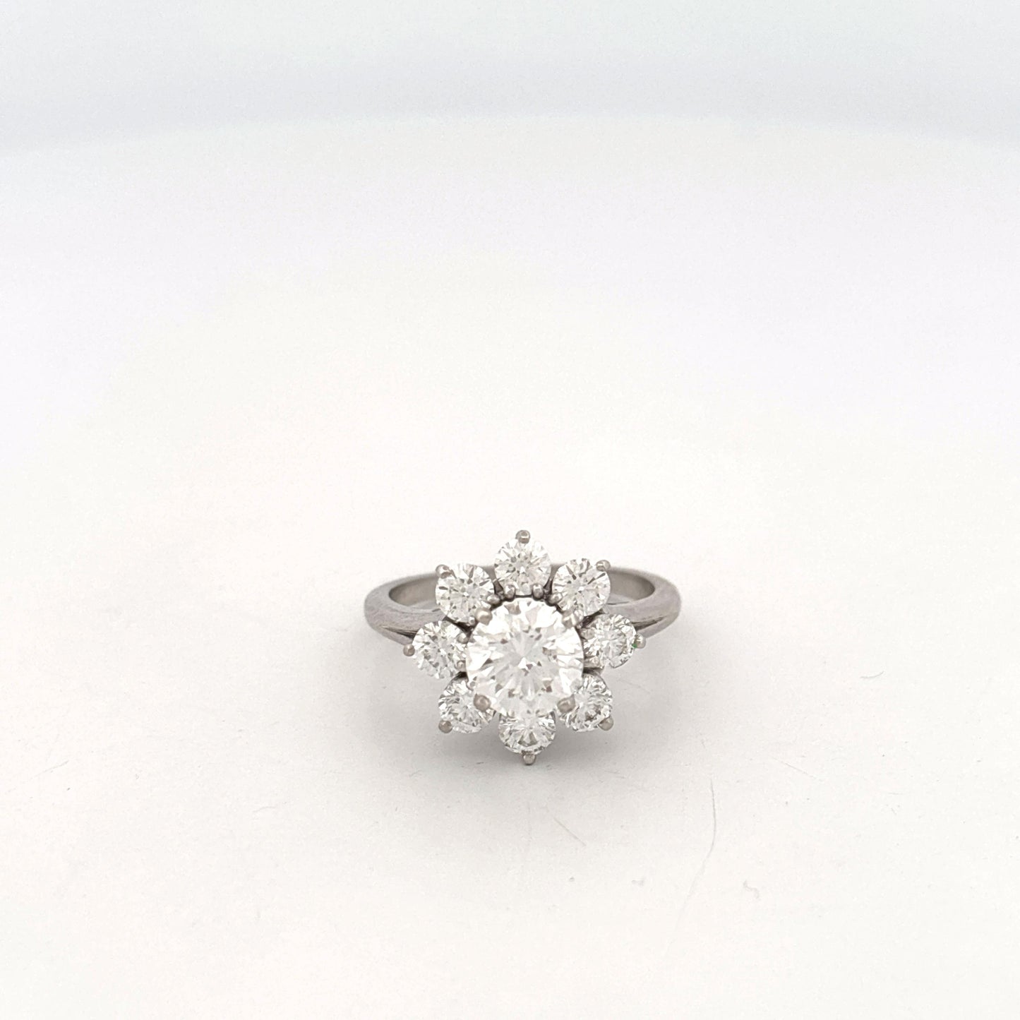 GIA 14K White Gold Flower Ring