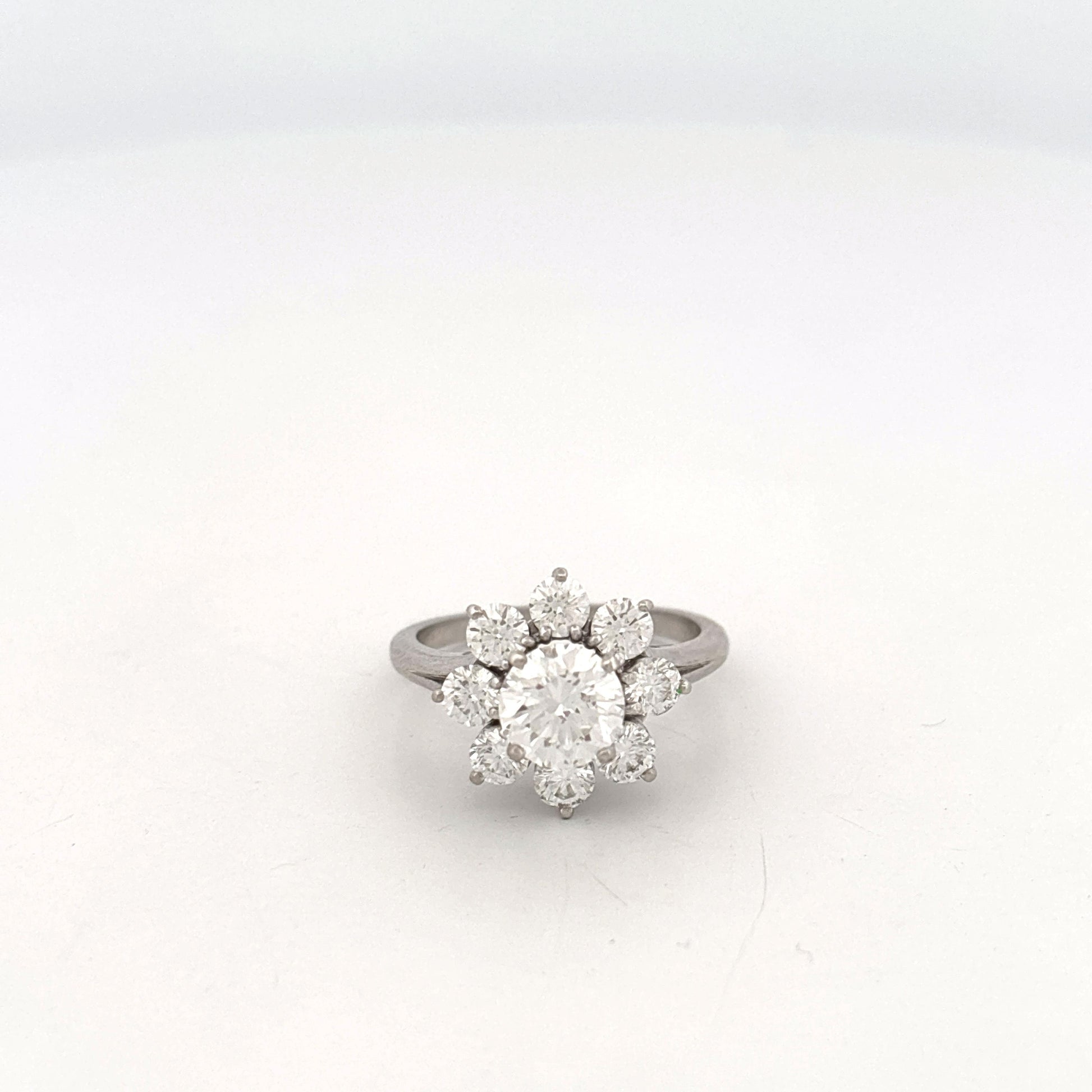GIA 14K White Gold Flower Ring