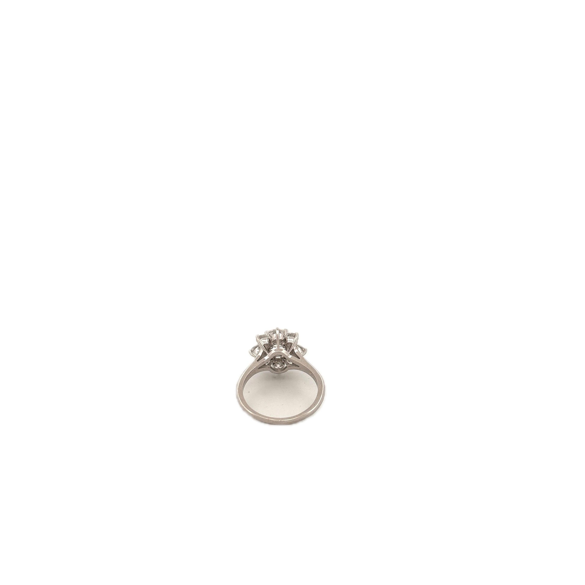 GIA 14K White Gold Flower Ring