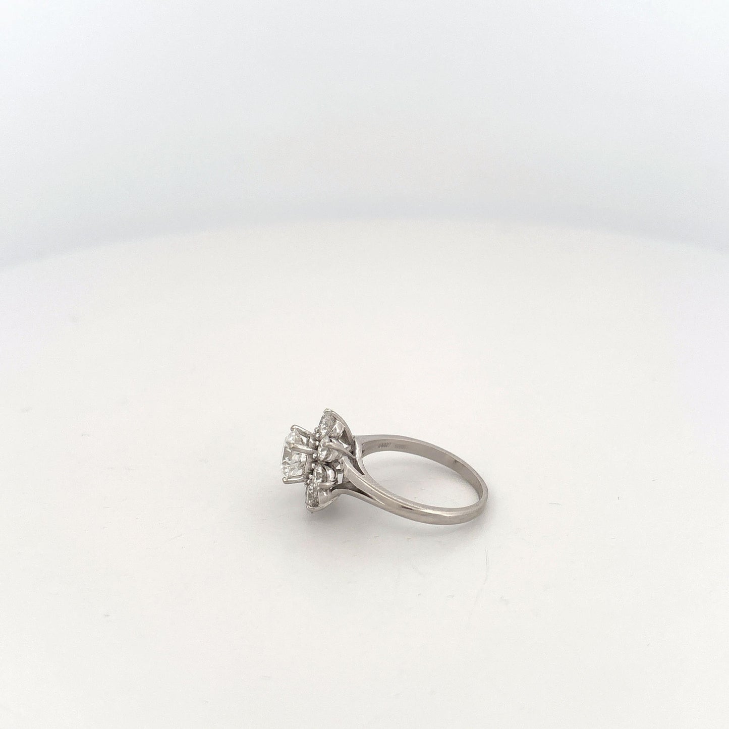 GIA 14K White Gold Flower Ring