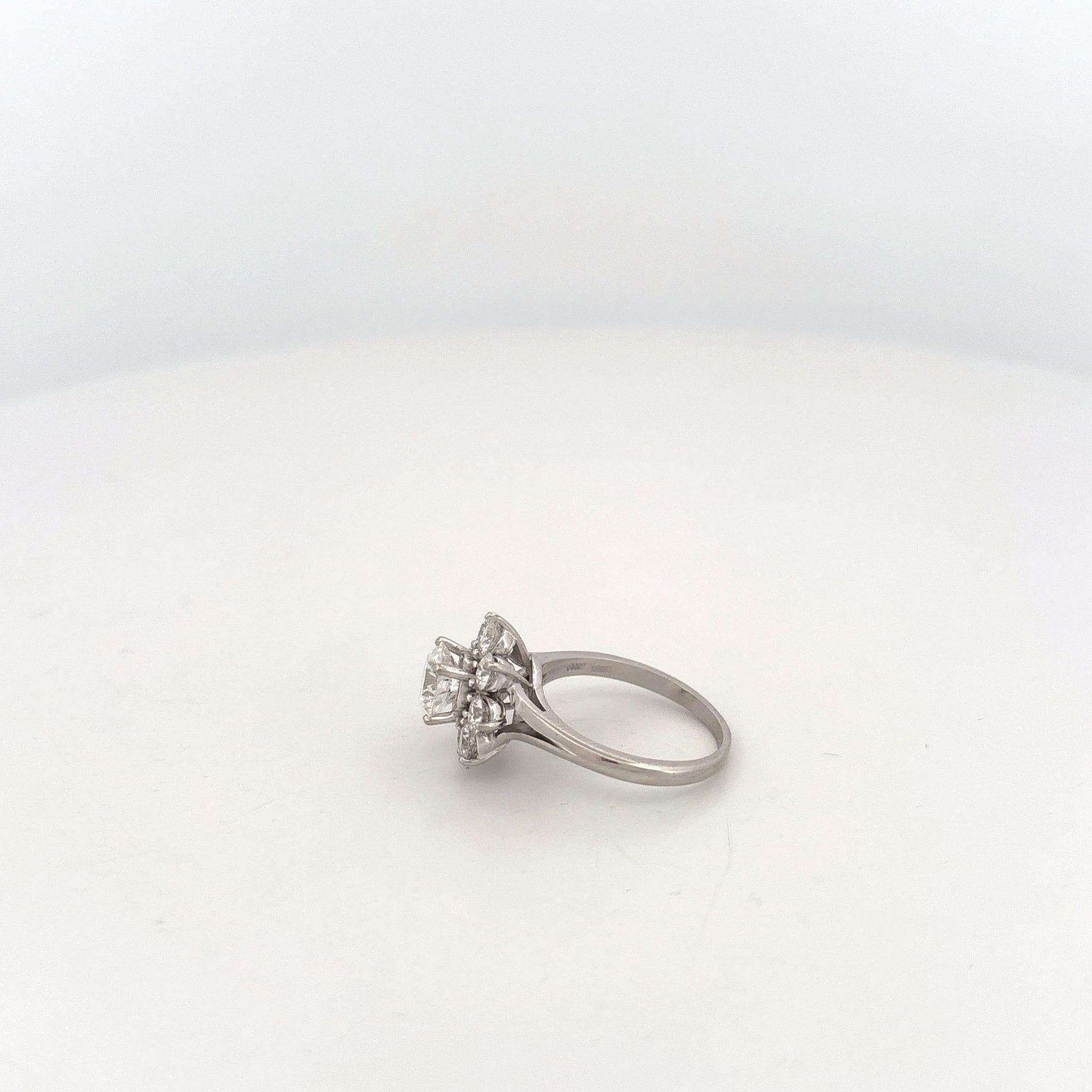 GIA 14K White Gold Flower Ring
