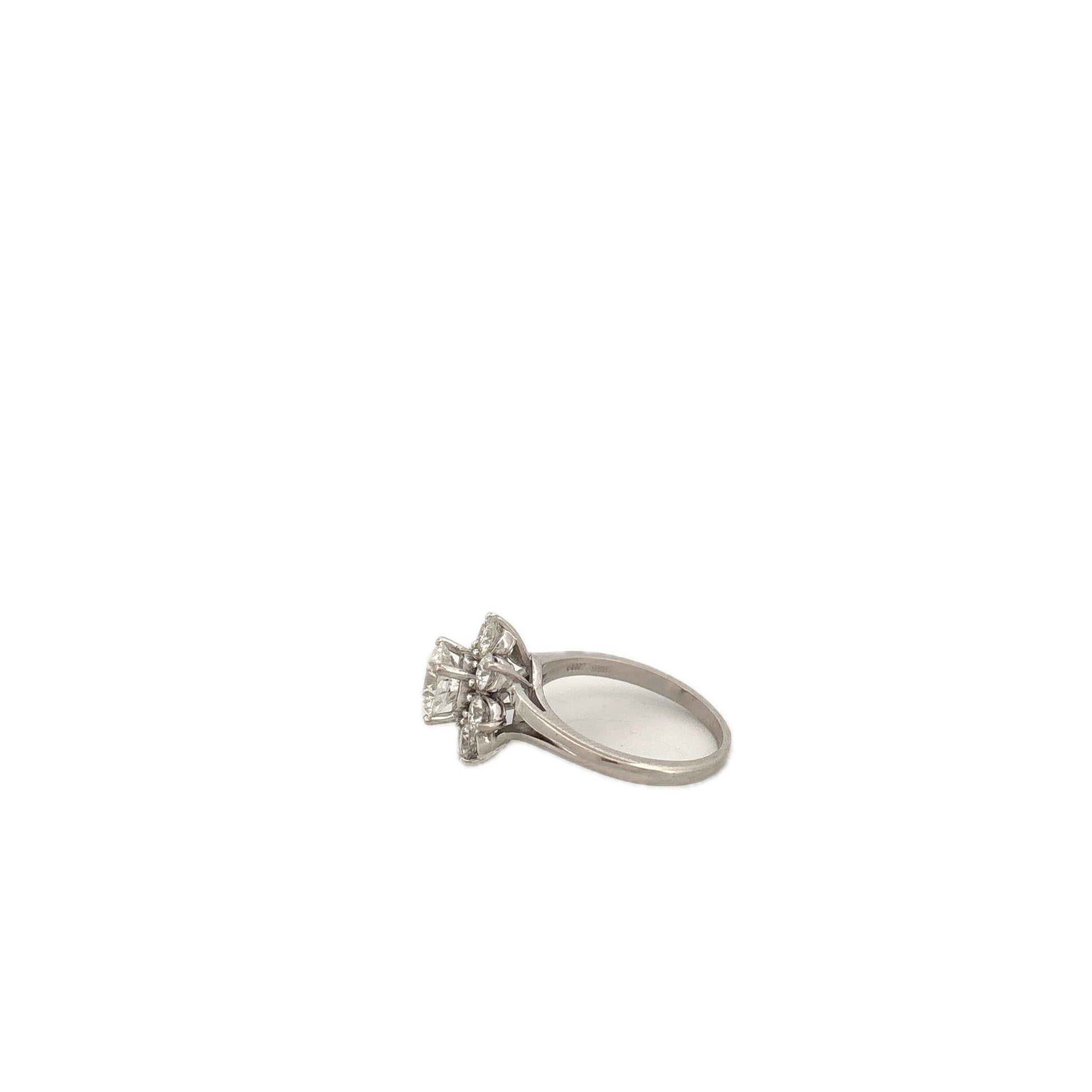 GIA 14K White Gold Flower Ring