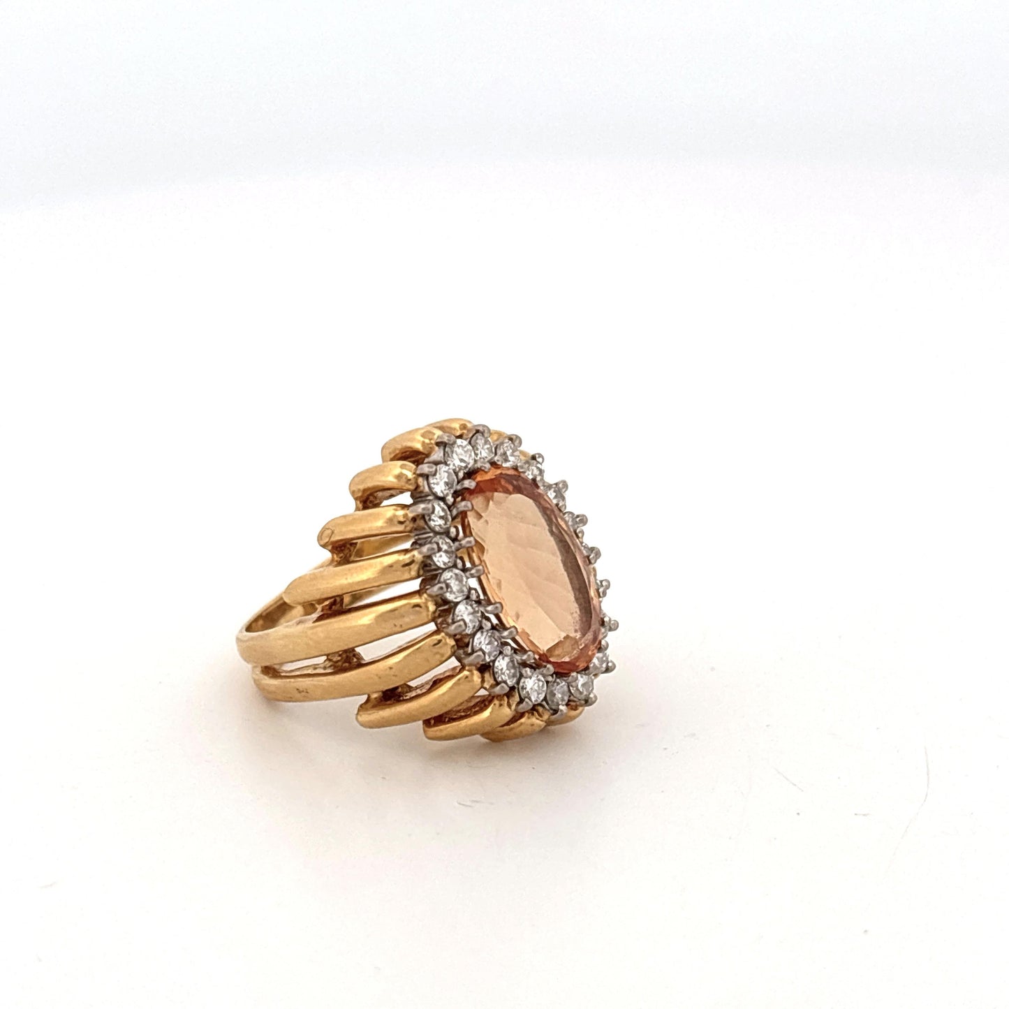 GIA 18K Yellow Gold & Platinum Imperial Topaz and Diamond Ring