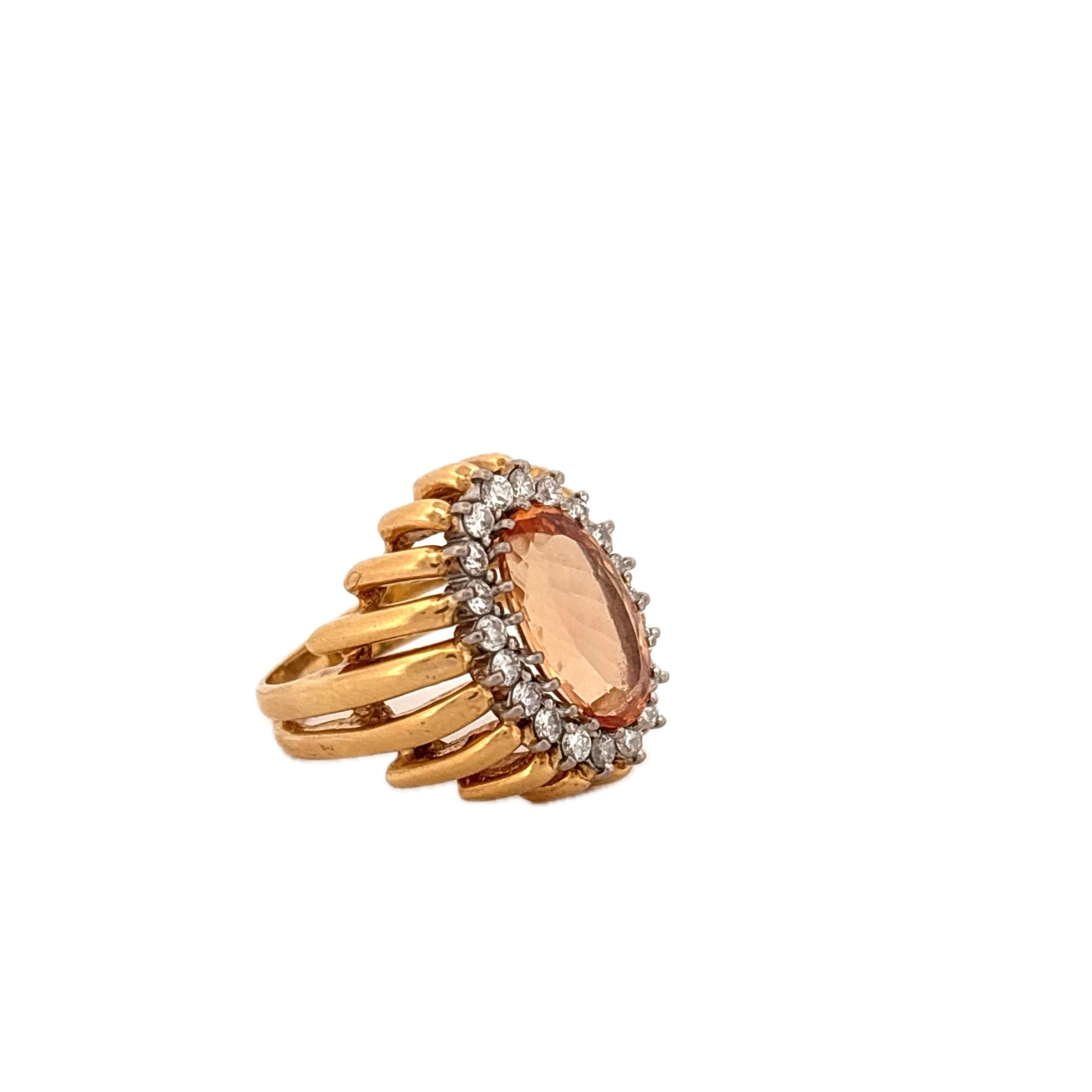 GIA 18K Yellow Gold & Platinum Imperial Topaz and Diamond Ring
