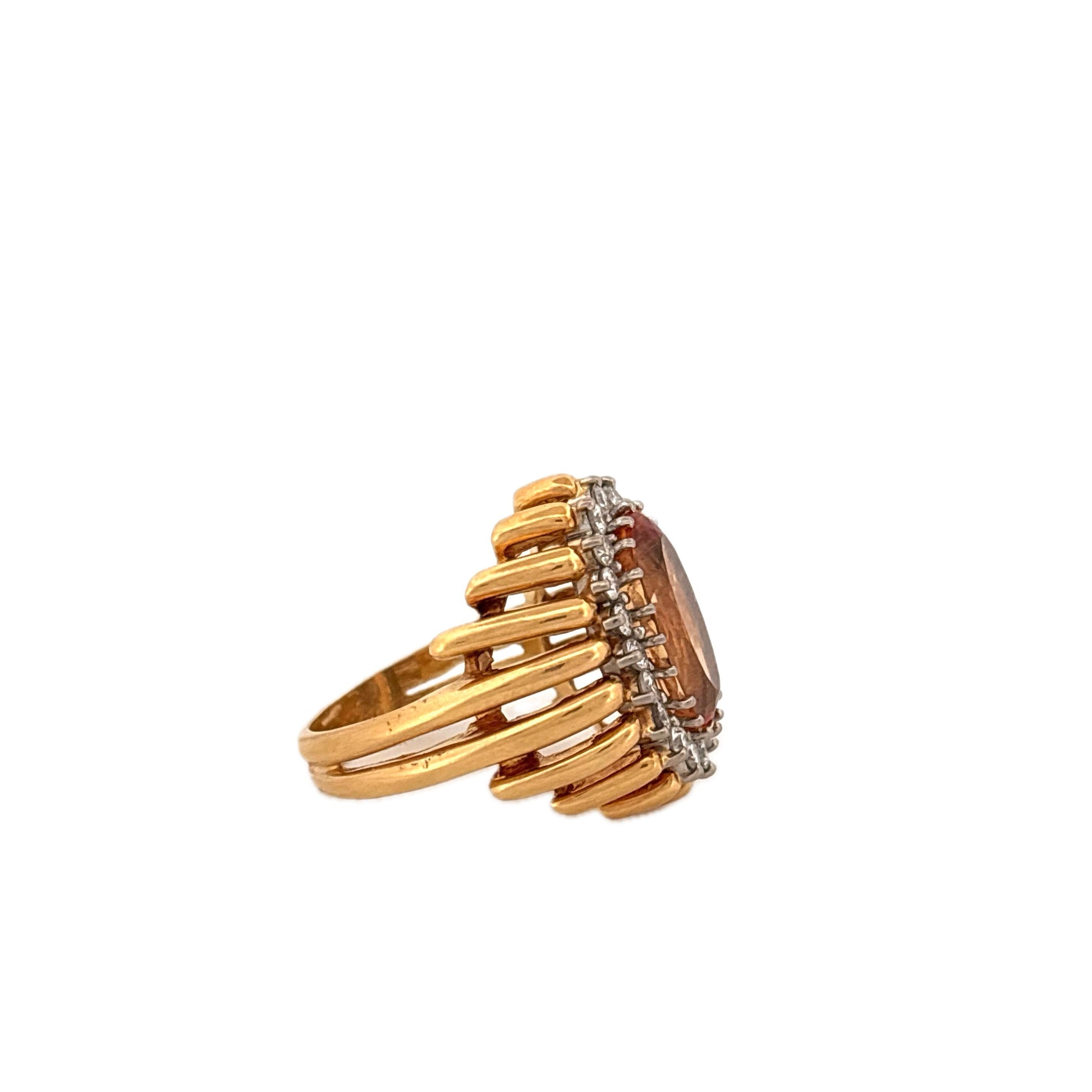 GIA 18K Yellow Gold & Platinum Imperial Topaz and Diamond Ring