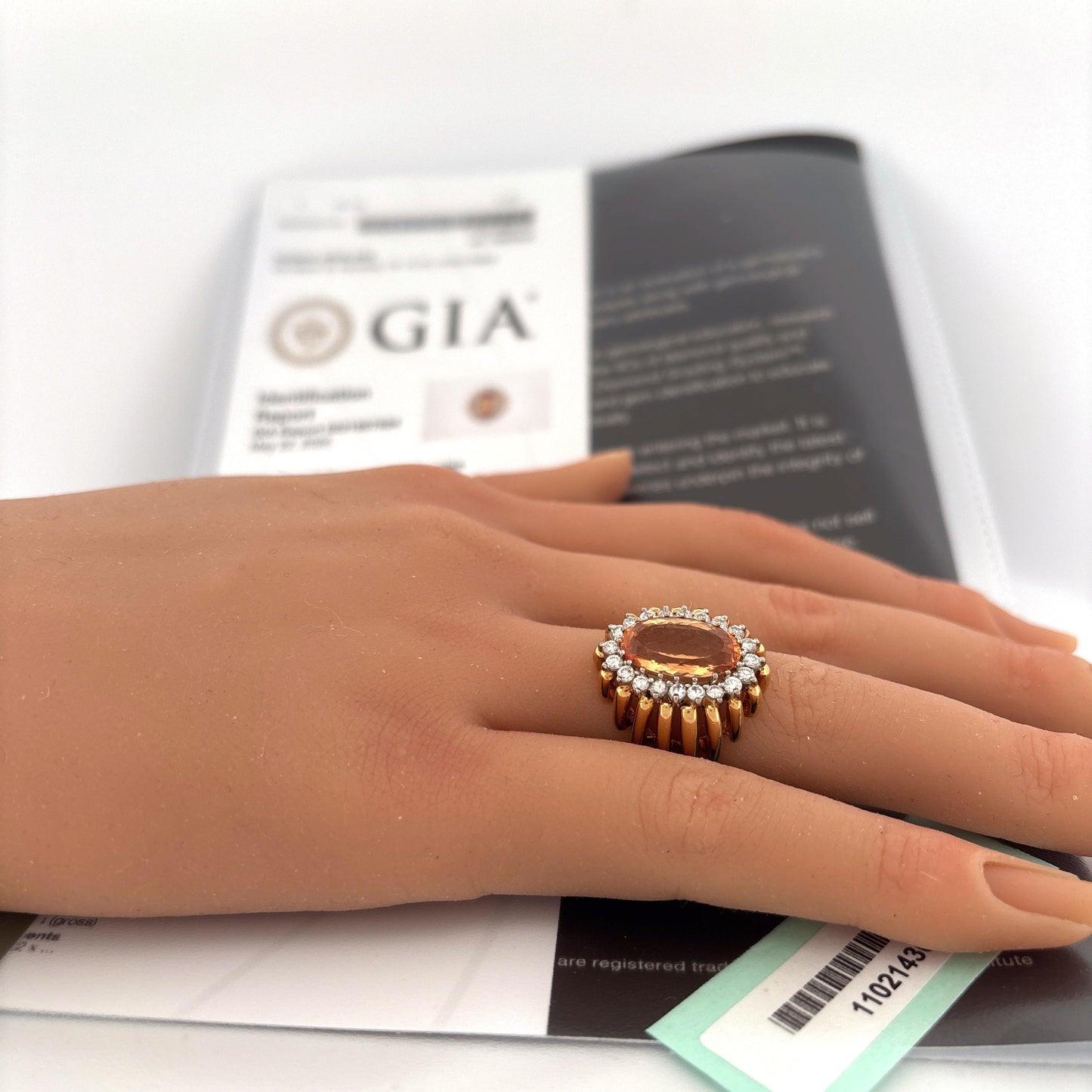 GIA 18K Yellow Gold & Platinum Imperial Topaz and Diamond Ring