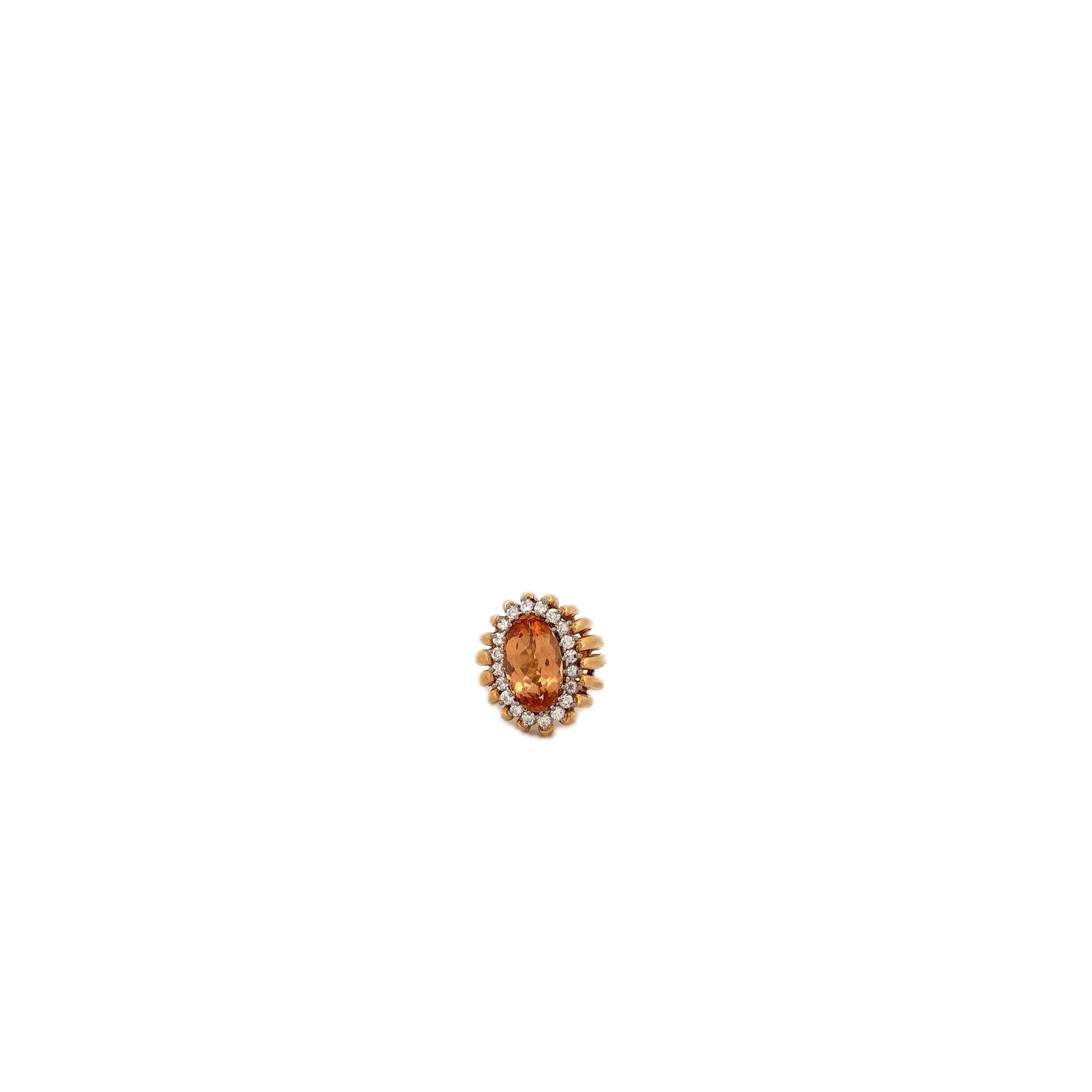 GIA 18K Yellow Gold & Platinum Imperial Topaz and Diamond Ring