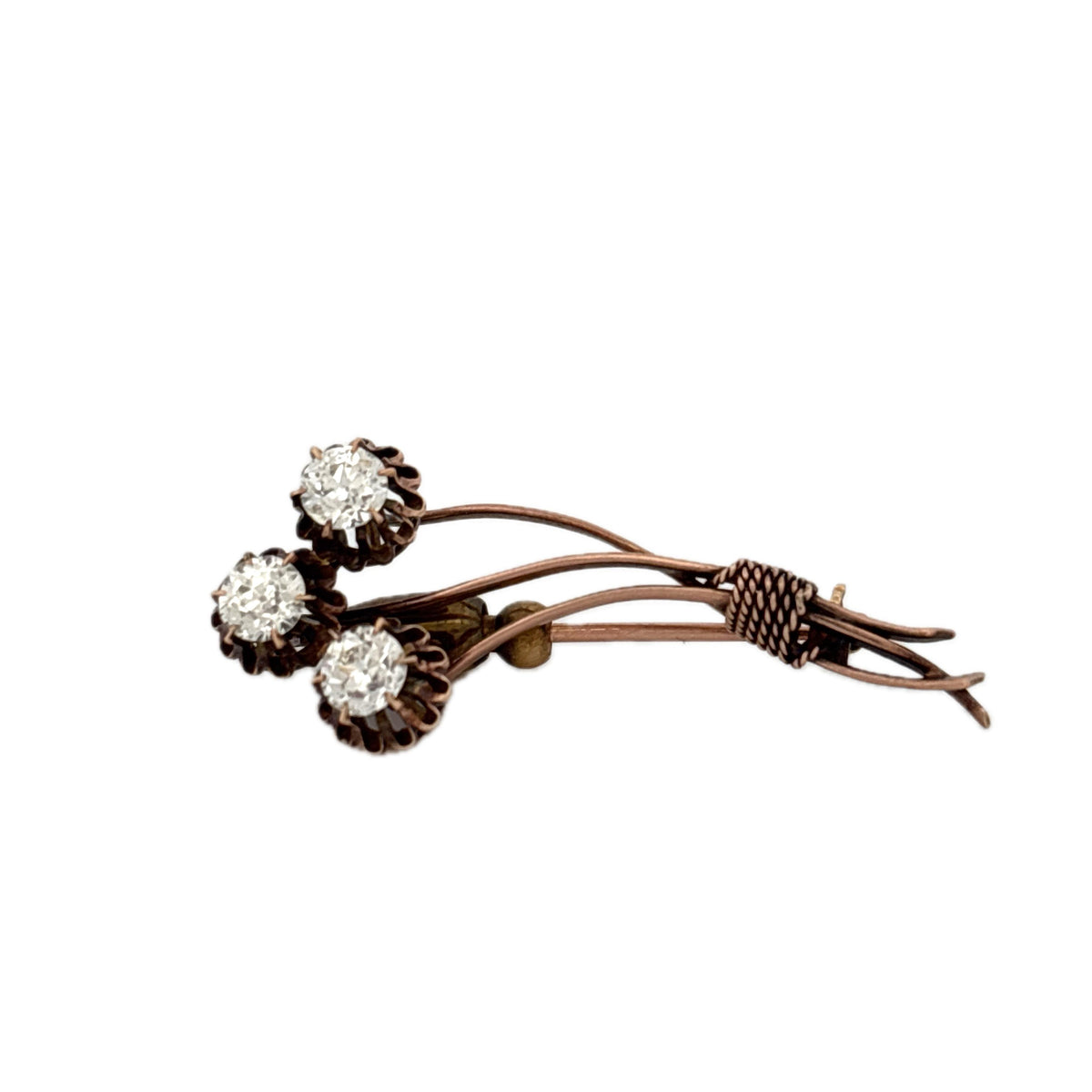 10K Yellow Gold 1.80CT 3 Diamond Flower Brooch