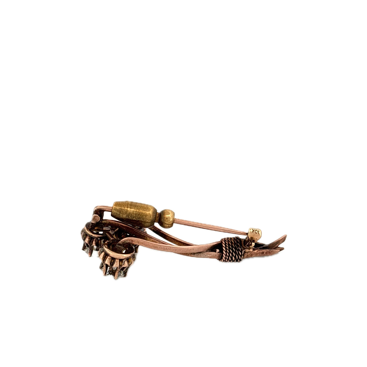 10K Yellow Gold 1.80CT 3 Diamond Flower Brooch