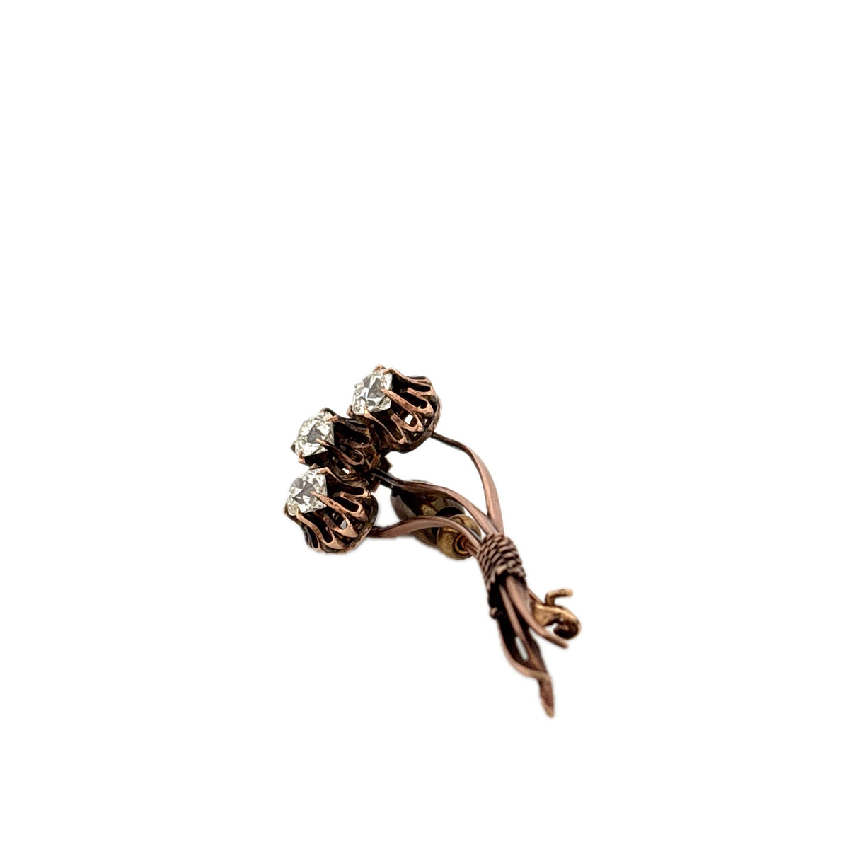 10K Yellow Gold 1.80CT 3 Diamond Flower Brooch