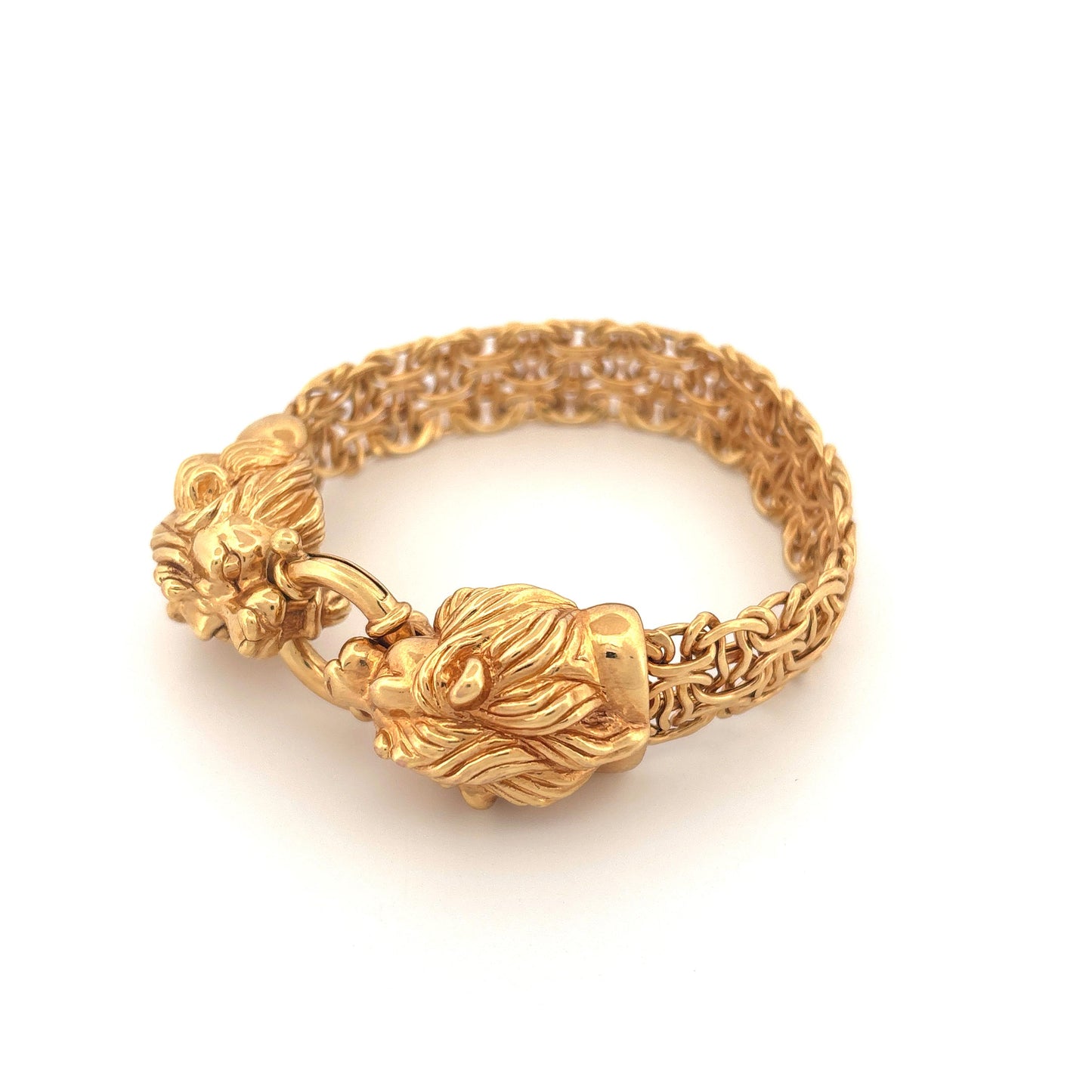 14k Dueling Lions Yellow Gold Bracelet