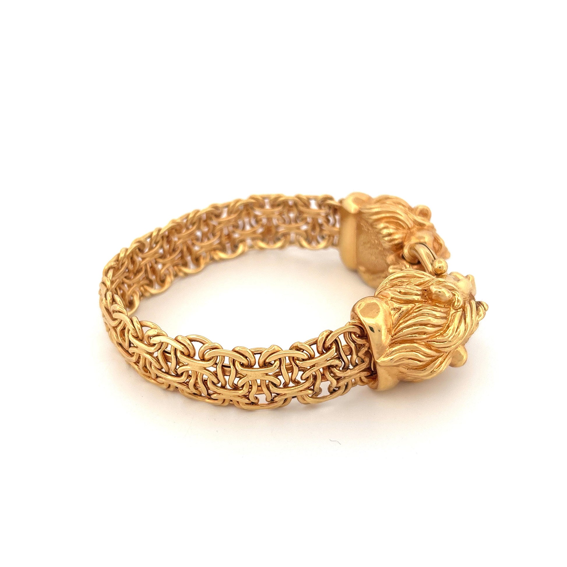 14k Dueling Lions Yellow Gold Bracelet
