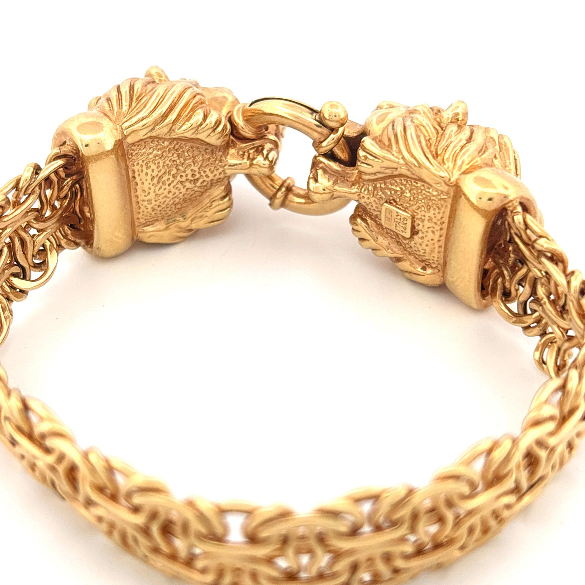 14k Dueling Lions Yellow Gold Bracelet