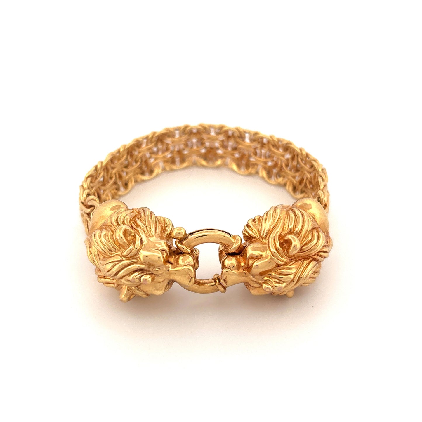 14k Dueling Lions Yellow Gold Bracelet