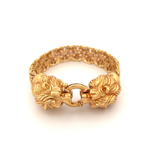 14k Dueling Lions Yellow Gold Bracelet