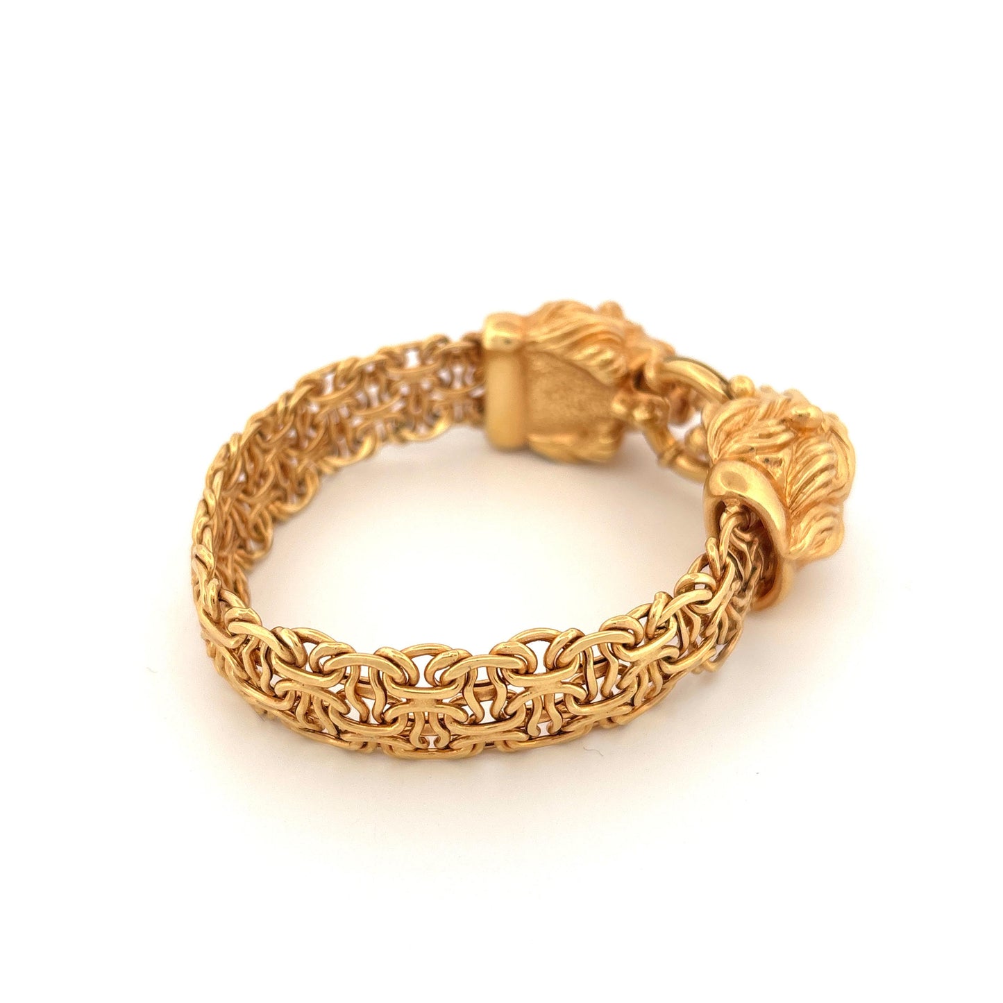 14k Dueling Lions Yellow Gold Bracelet