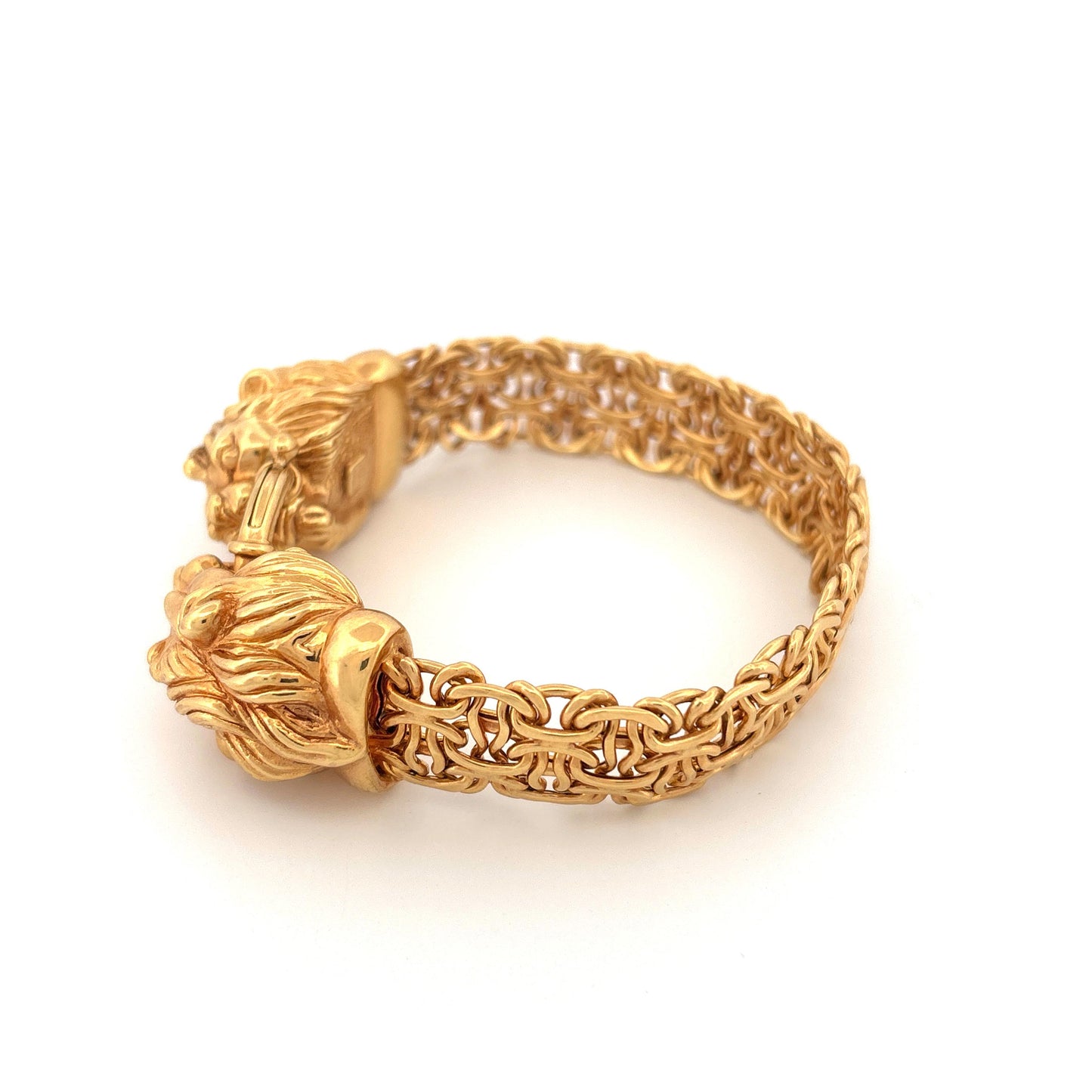 14k Dueling Lions Yellow Gold Bracelet