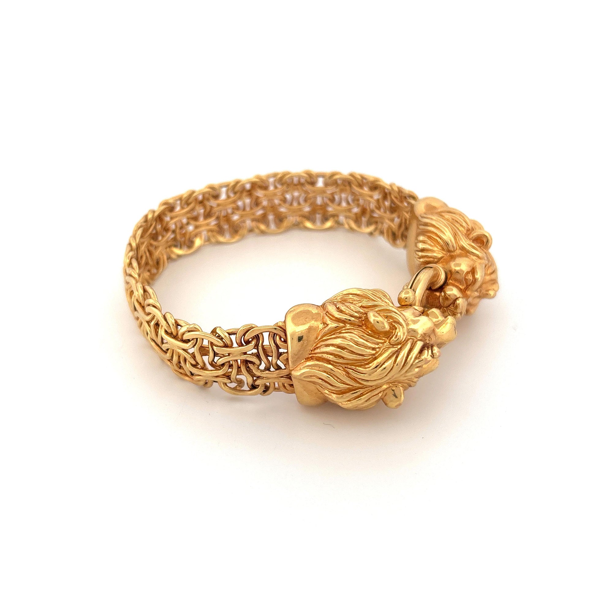 14k Dueling Lions Yellow Gold Bracelet