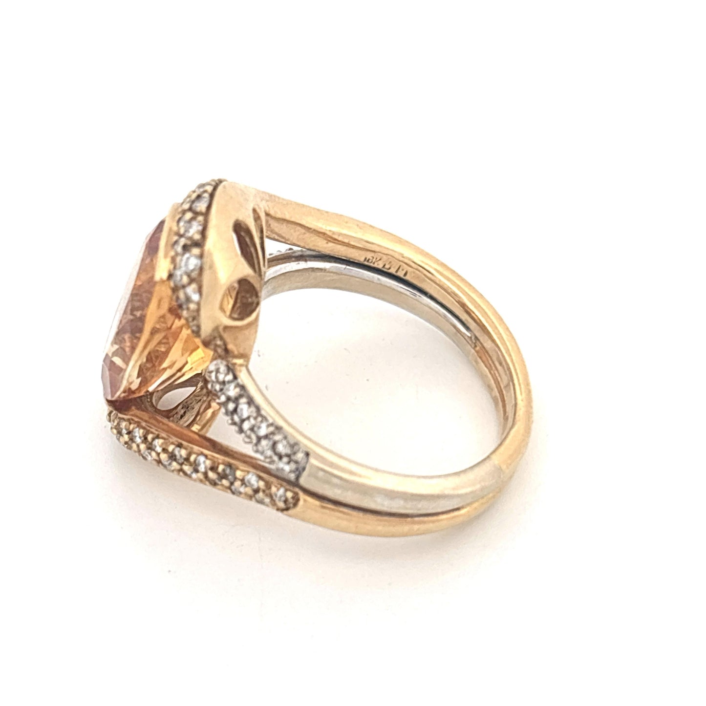 18K Yellow Gold Citrine Diamond Ring
