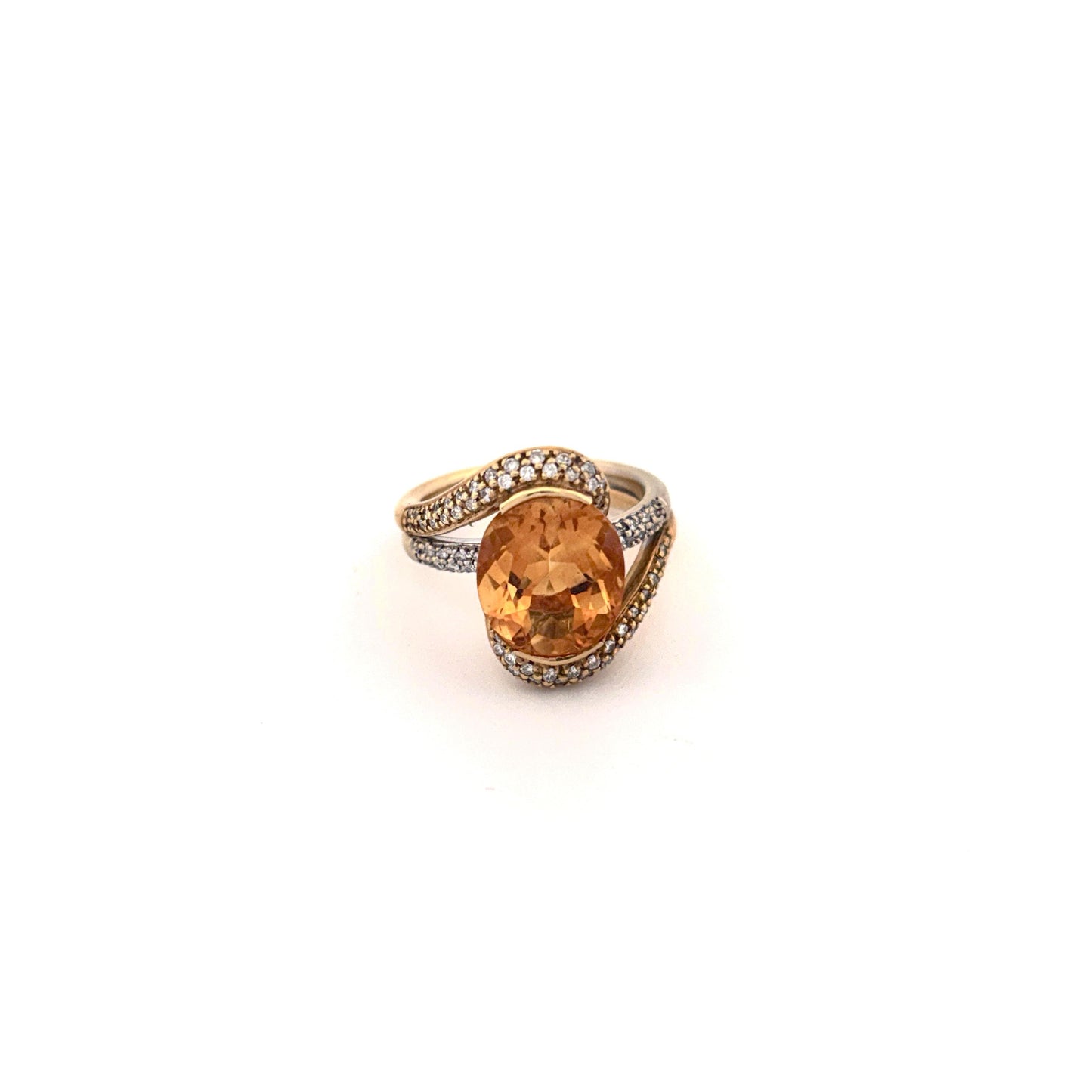 18K Yellow Gold Citrine Diamond Ring