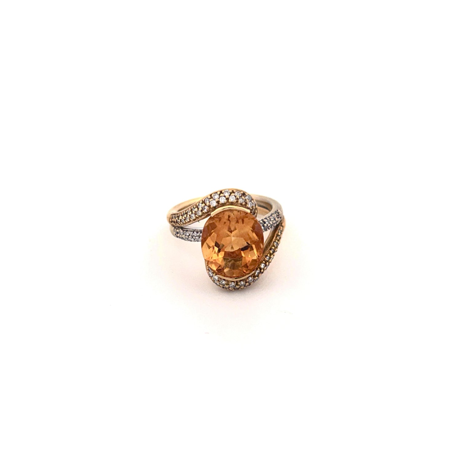 18K Yellow Gold Citrine Diamond Ring