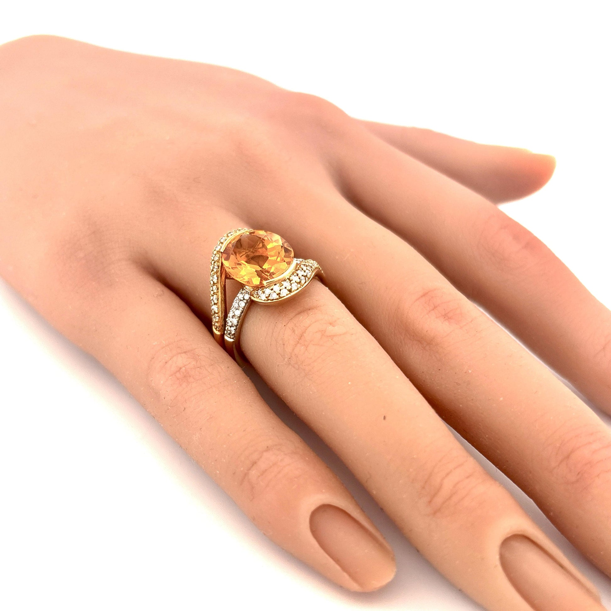 18K Yellow Gold Citrine Diamond Ring